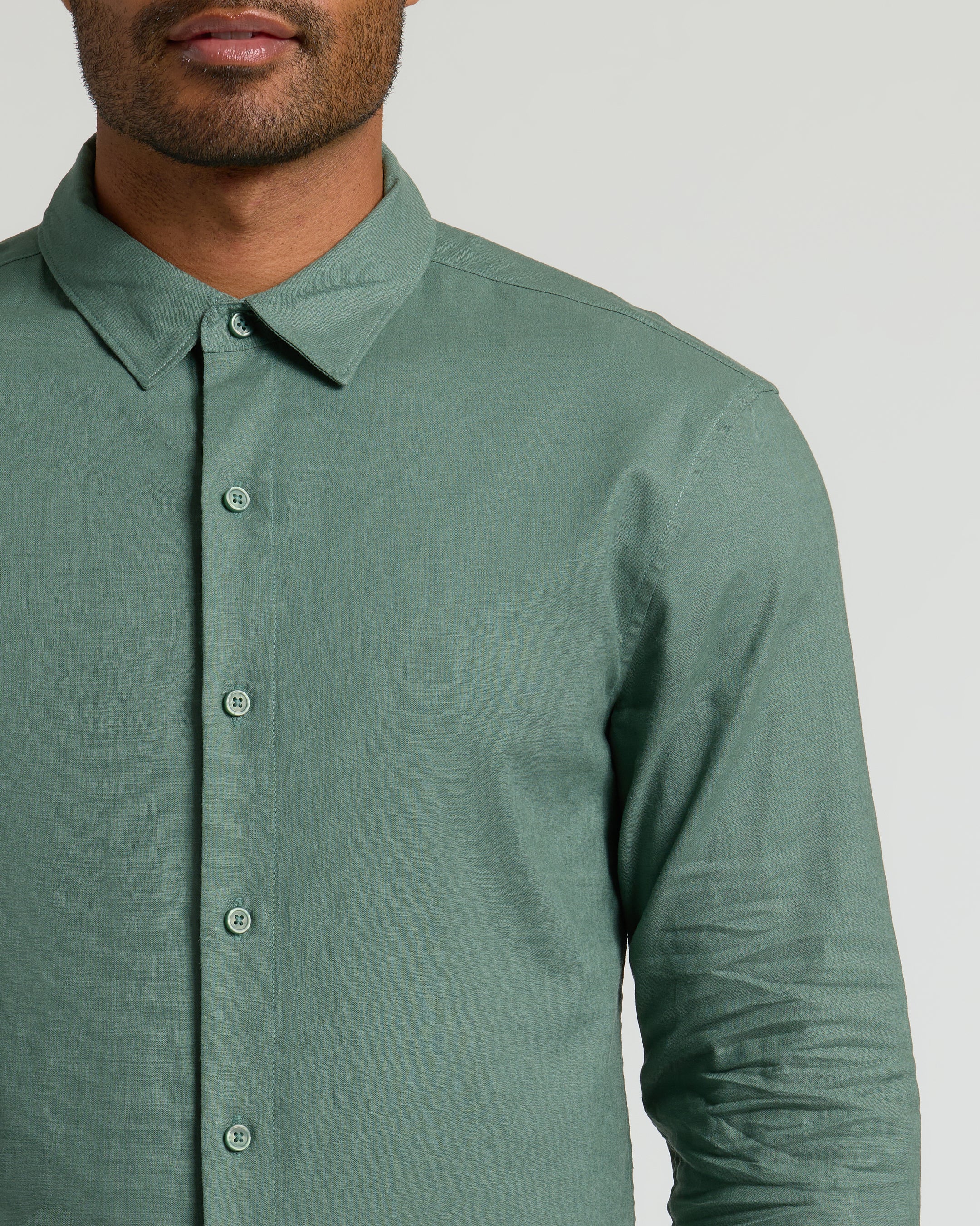 Moss Long Sleeve Linen Shirt - Image 5