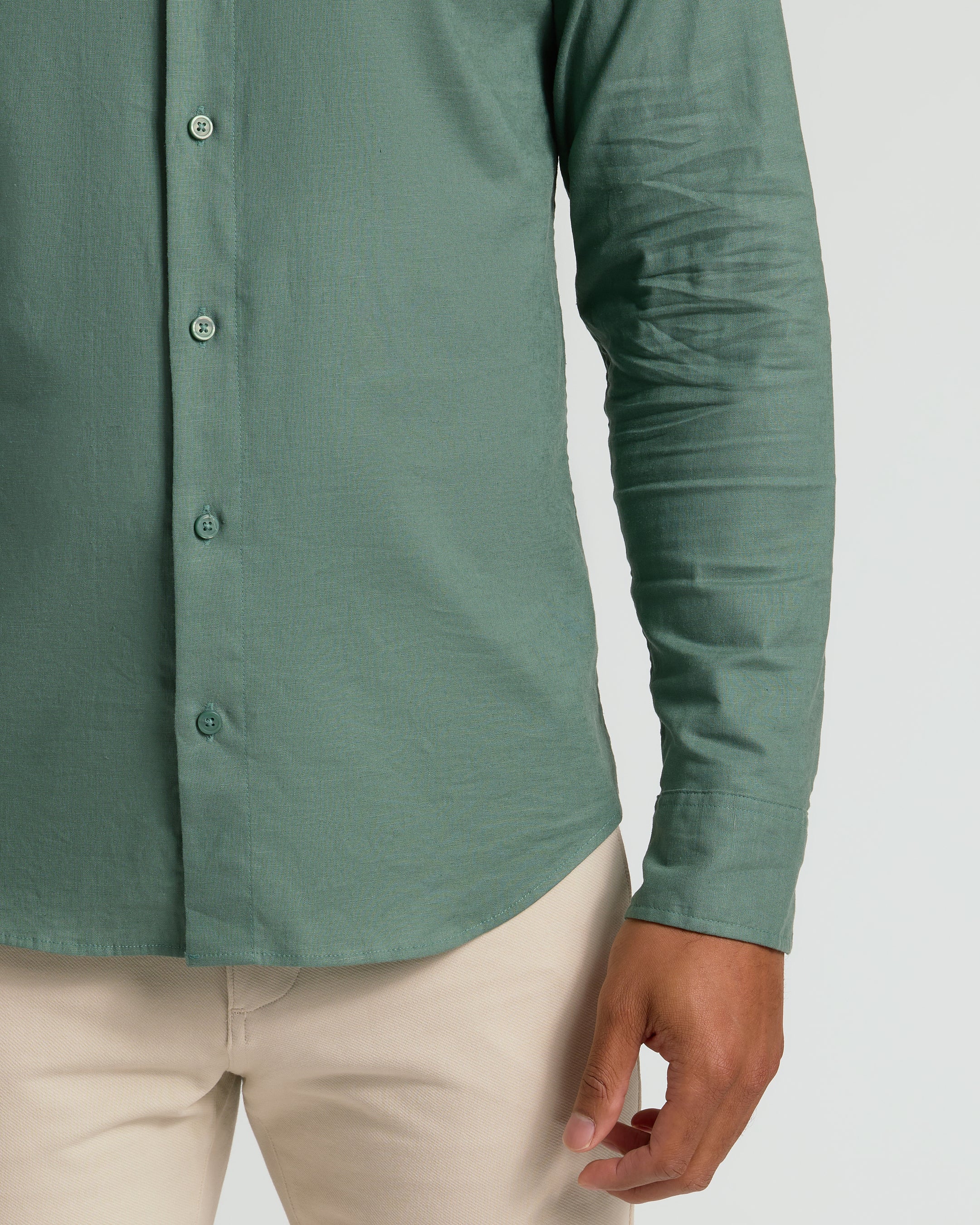 Moss Long Sleeve Linen Shirt - Image 6