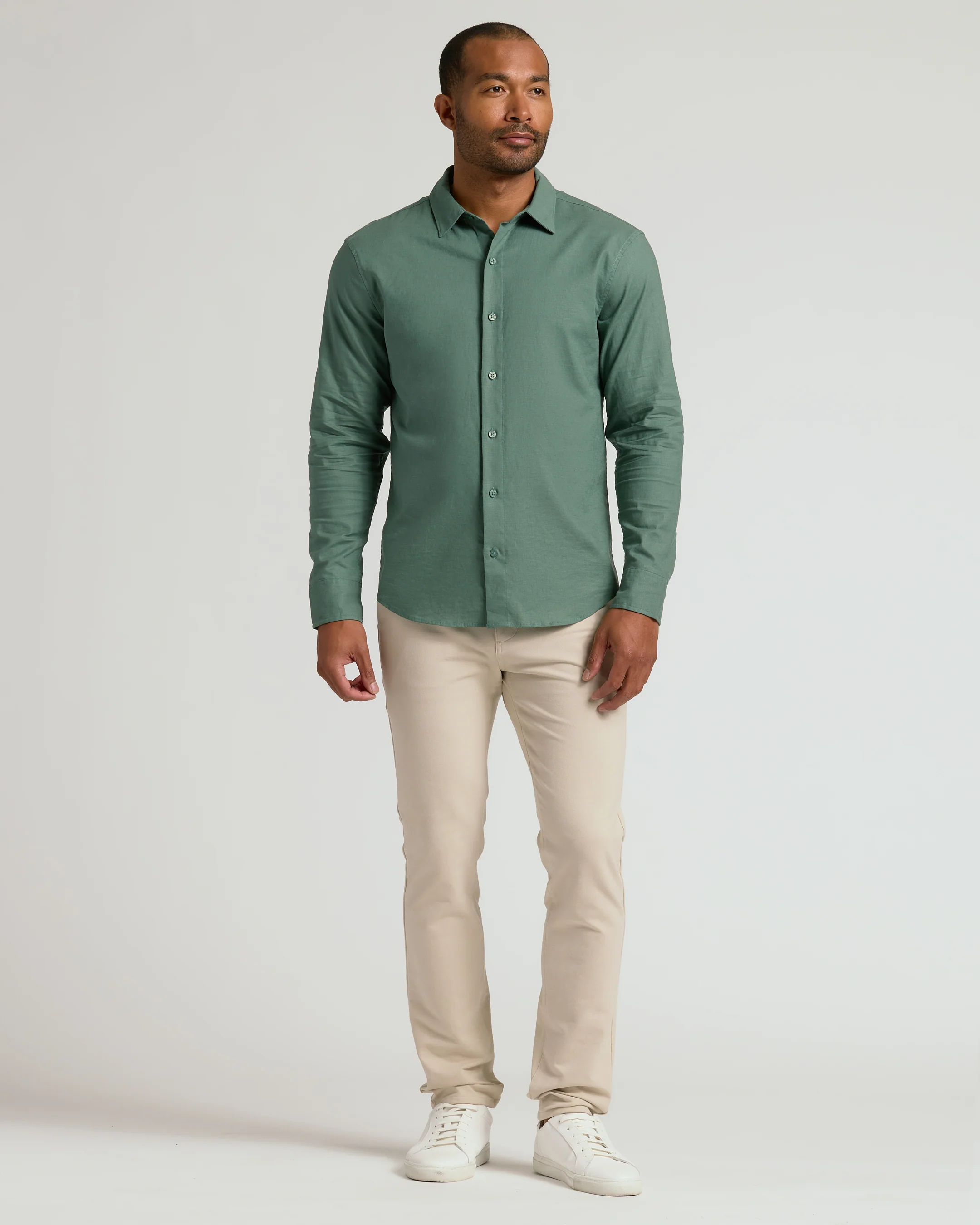 Moss Long Sleeve Linen Shirt - Image 7