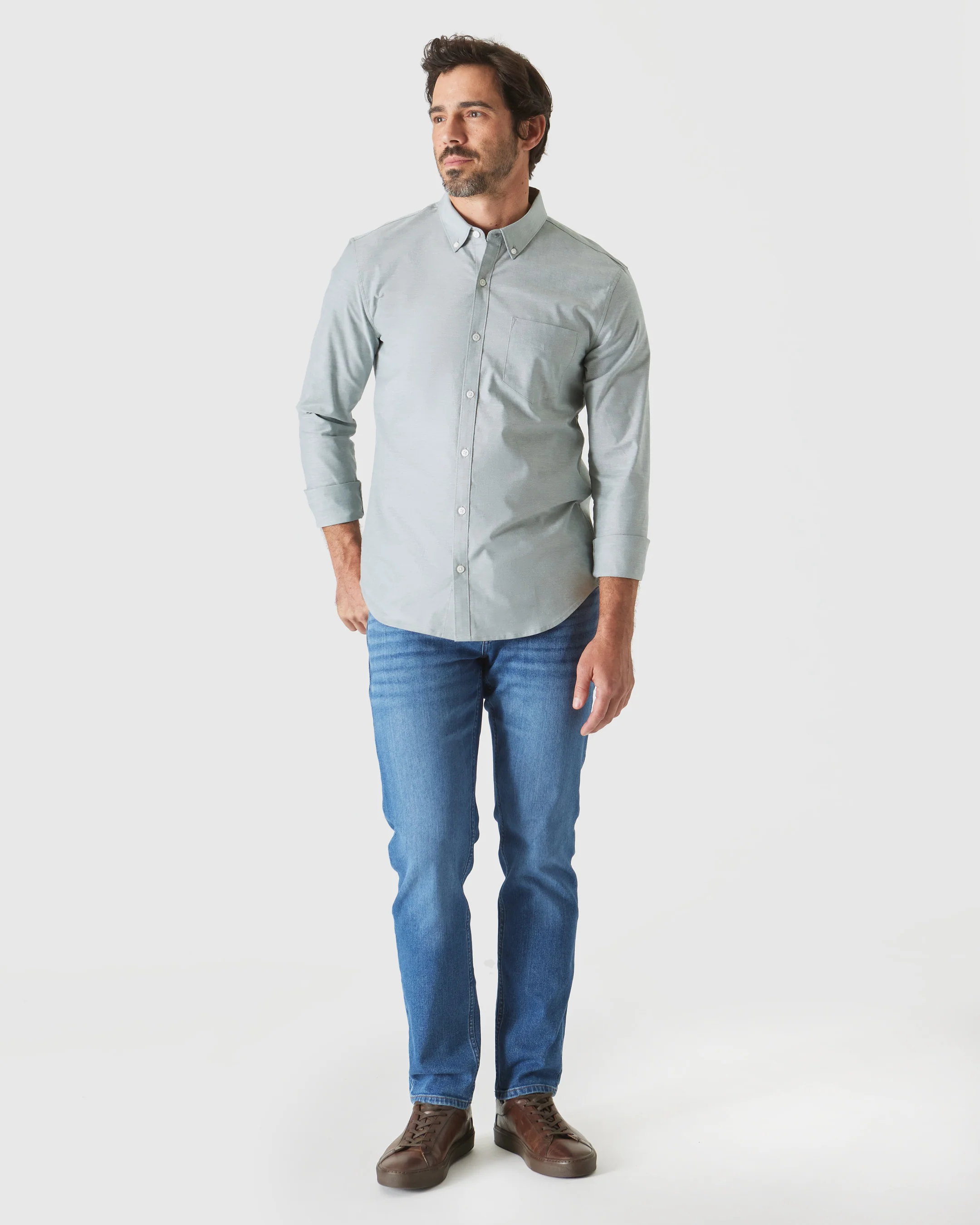 Moss Stretch Oxford Long Sleeve Shirt - Image 4