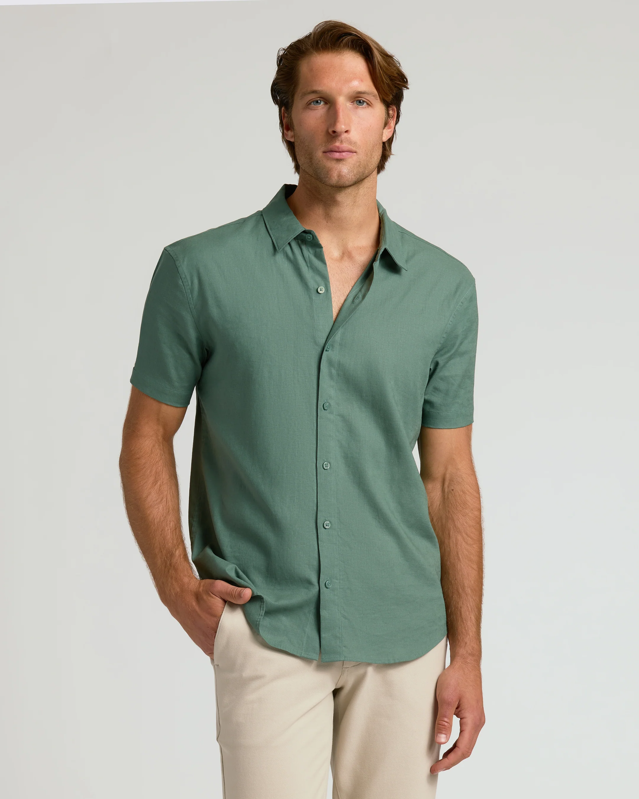 Moss Short Sleeve Linen Shirt