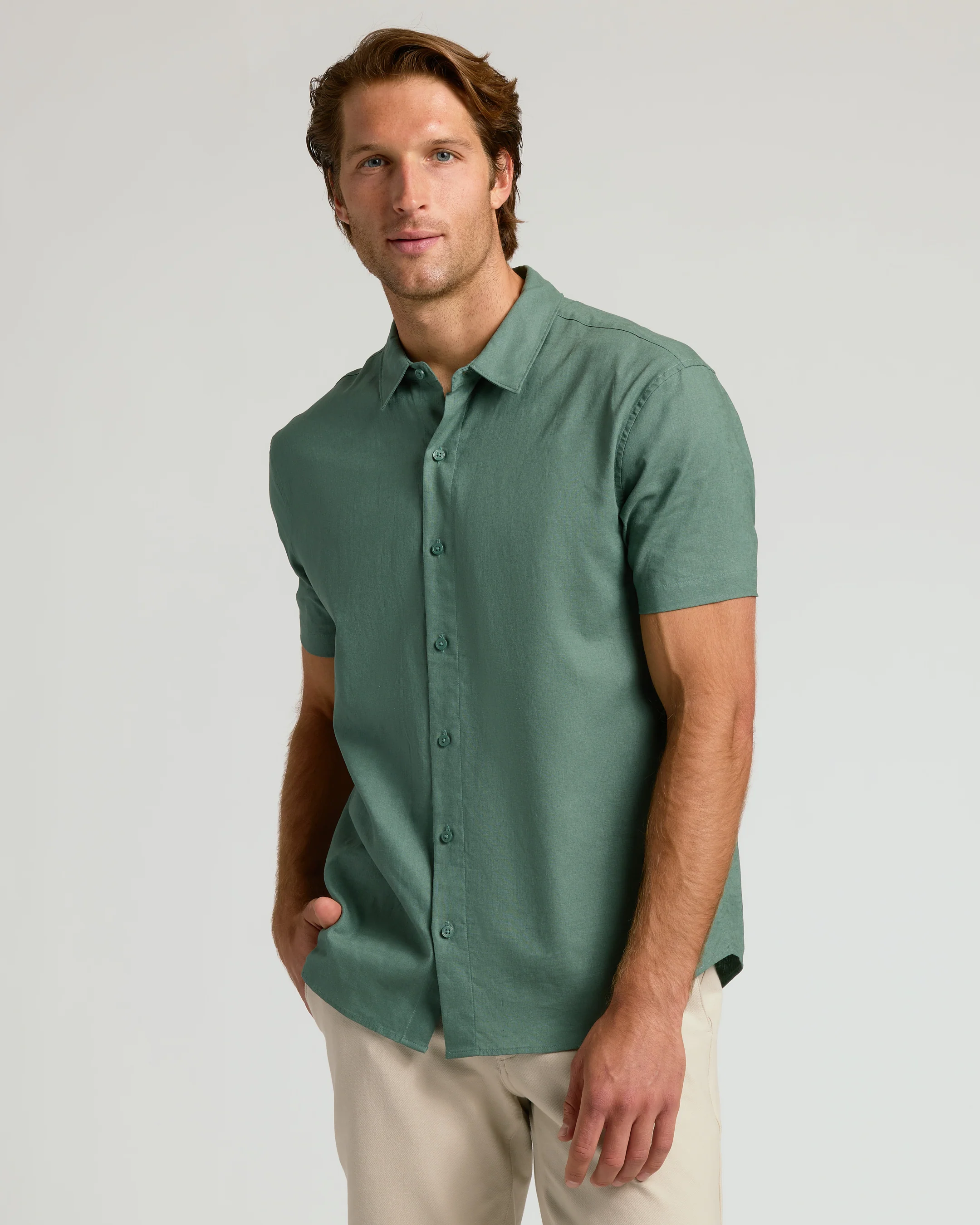 Moss Short Sleeve Linen Shirt - Image 4