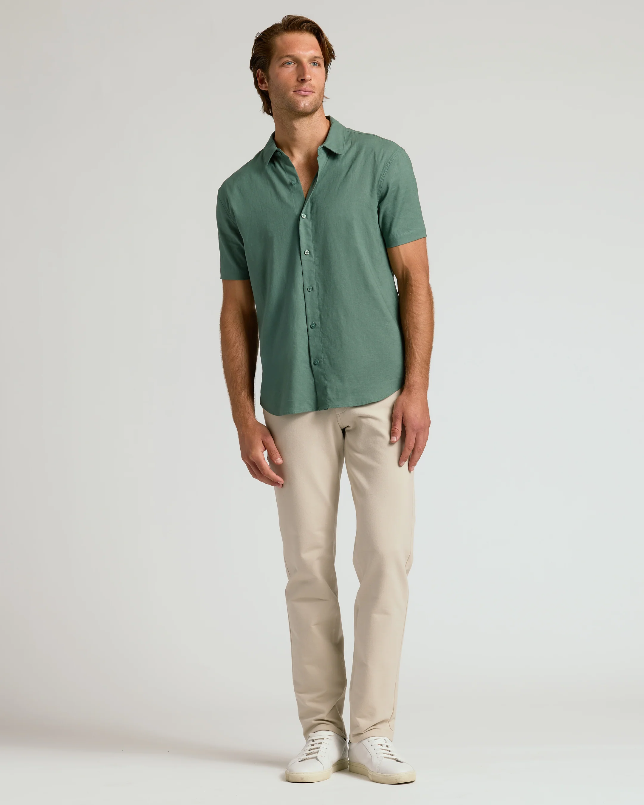 Moss Short Sleeve Linen Shirt - Image 7