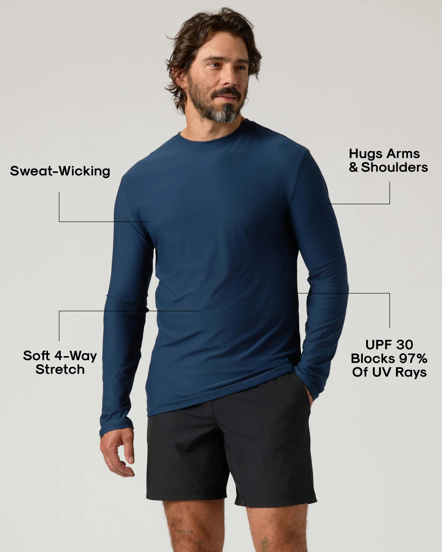 Navy Active Long Sleeve Crew T-Shirt - Image 3