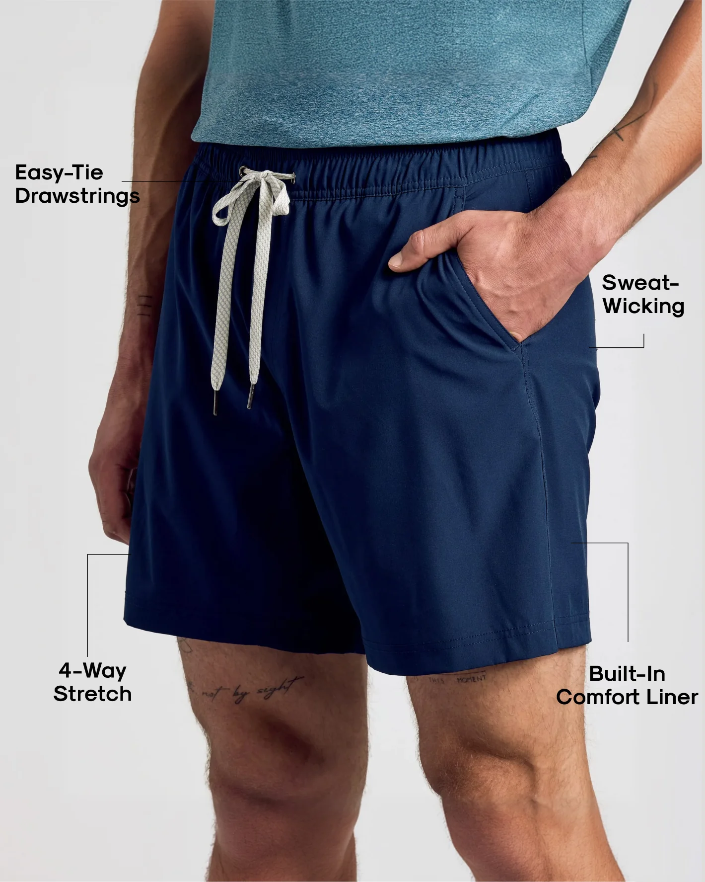 Navy Active Quick Dry Shorts with Liner - Image 3