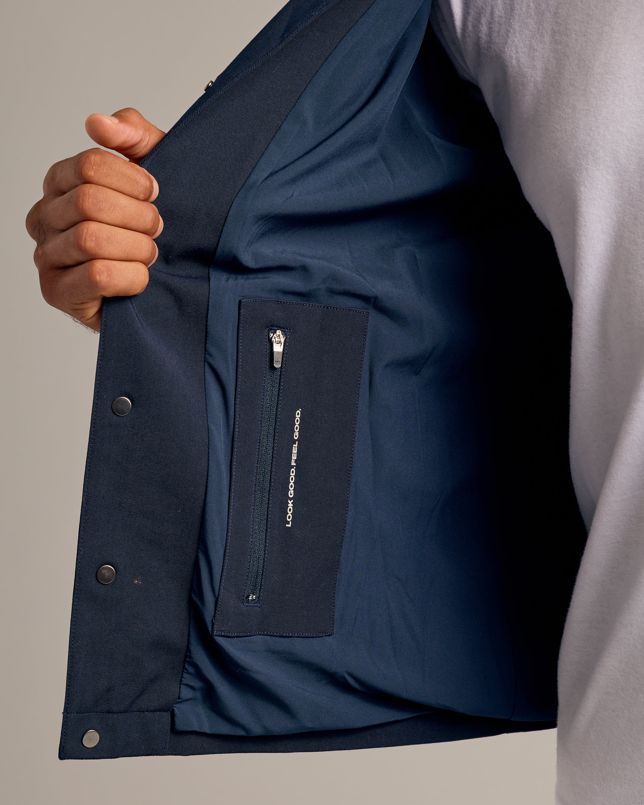 Navy Coaches Jacket - Image 4