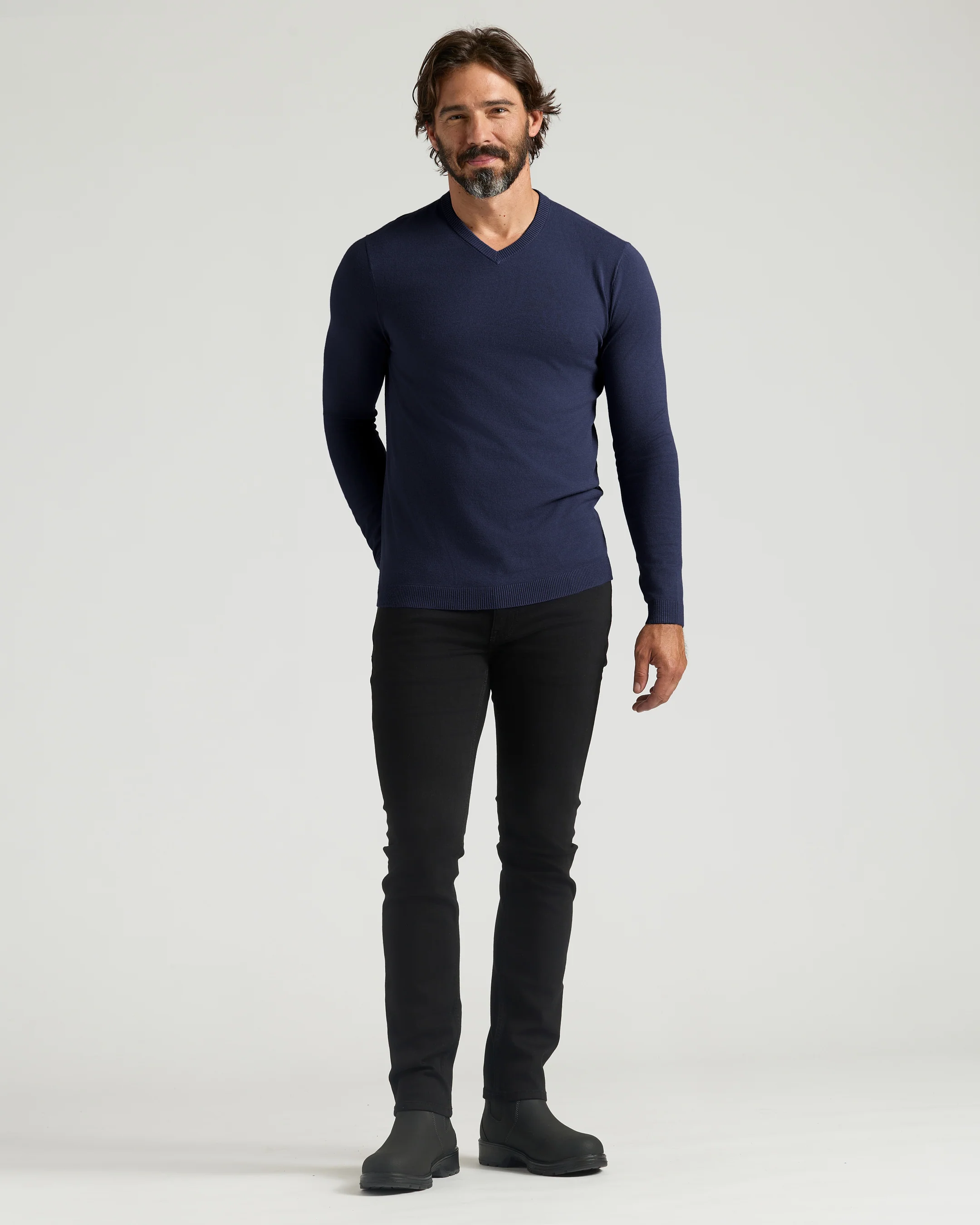 Navy Dressy V-Neck Sweater - Image 4