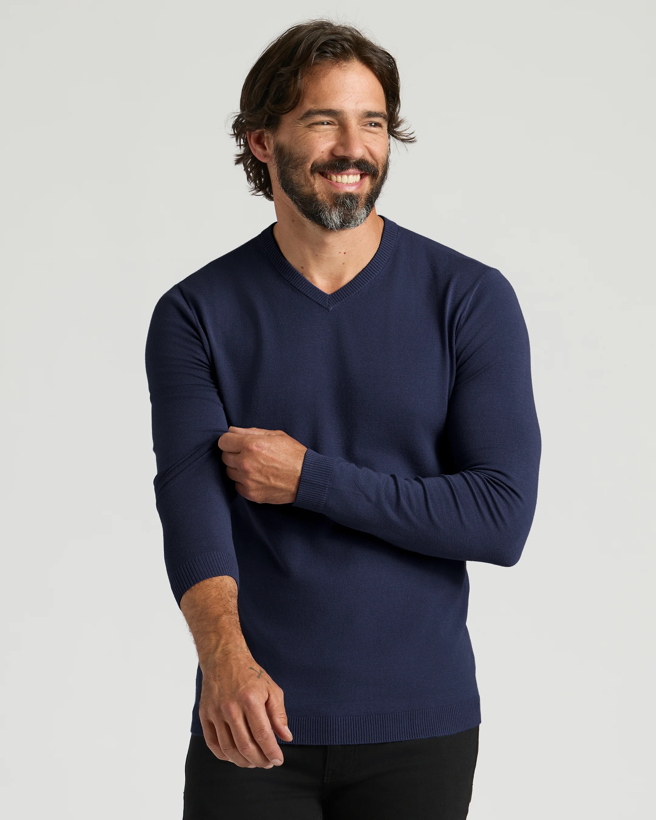 Navy Dressy V-Neck Sweater - Image 5