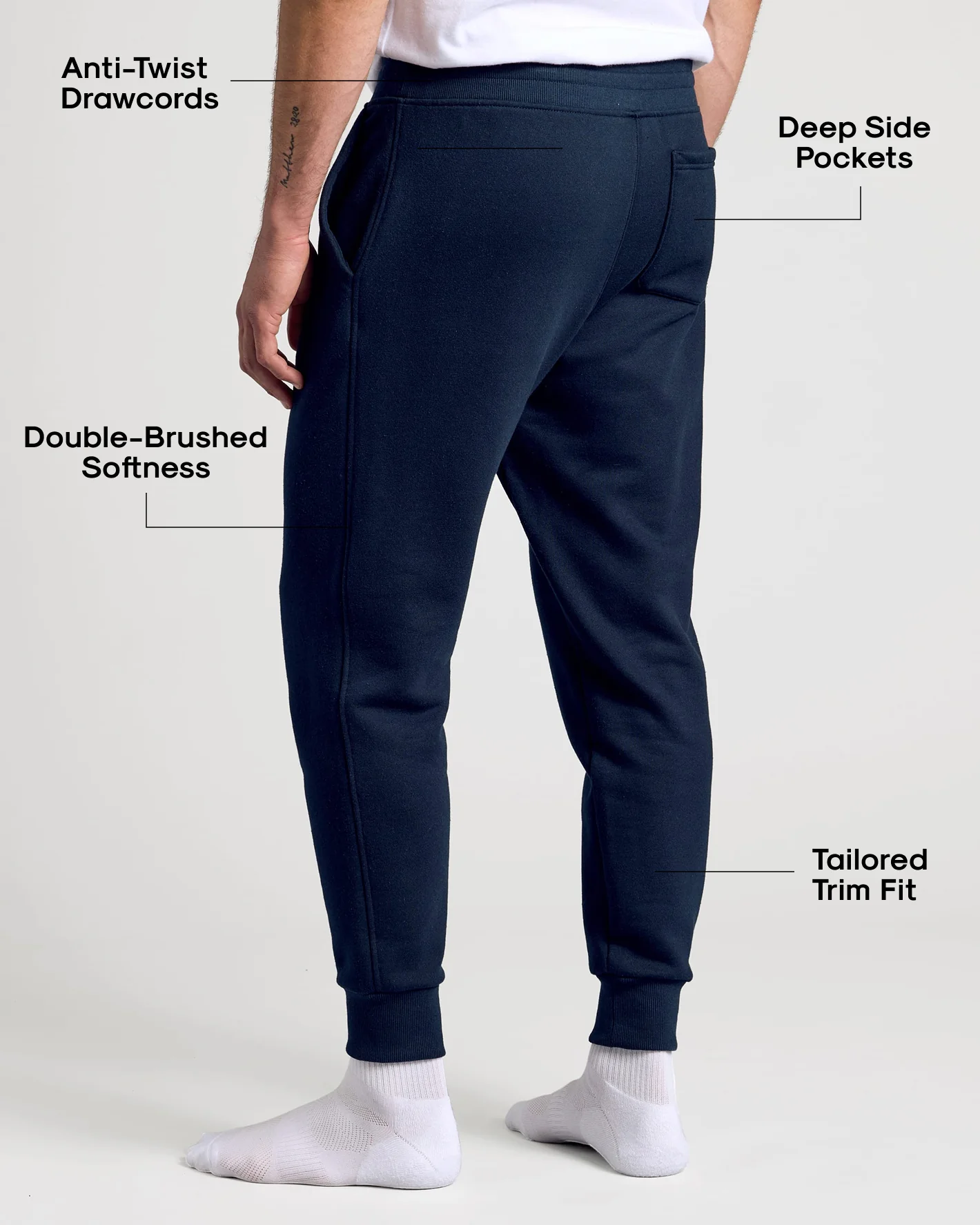 Navy Fleece French Terry Joggers - Image 3