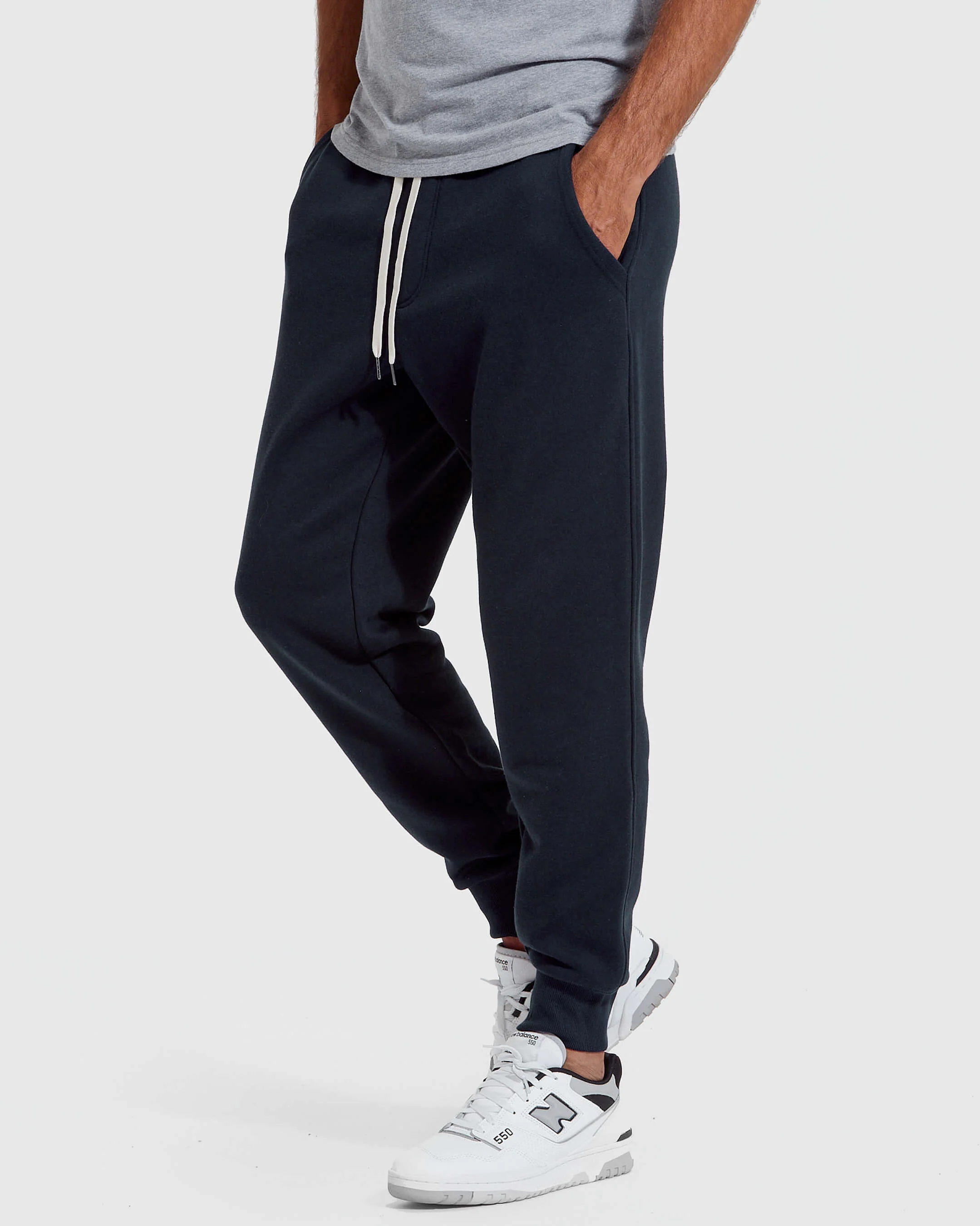 Navy Fleece French Terry Joggers - Image 4