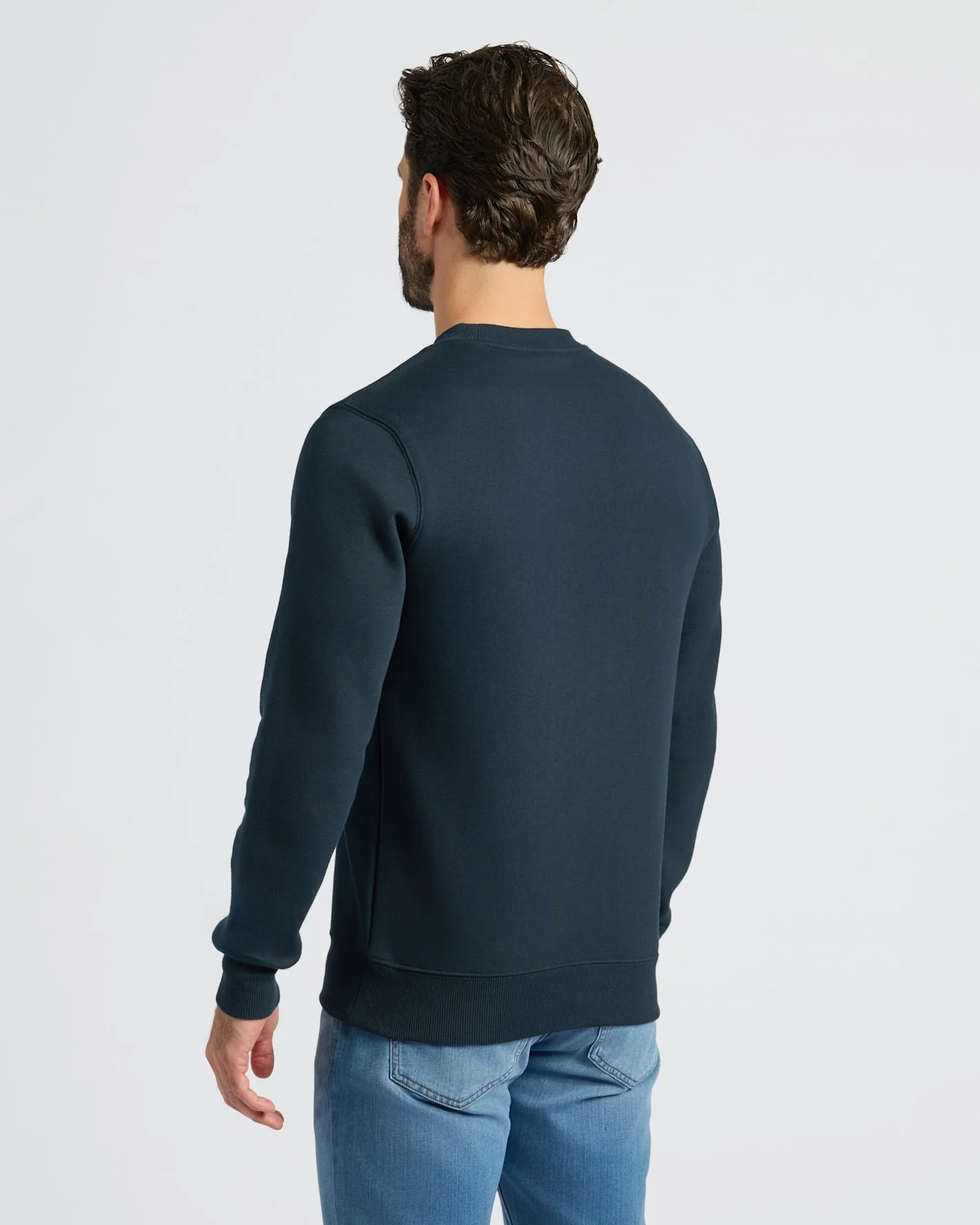 Navy Fleece French Terry Pullover Crew Neck - Image 4
