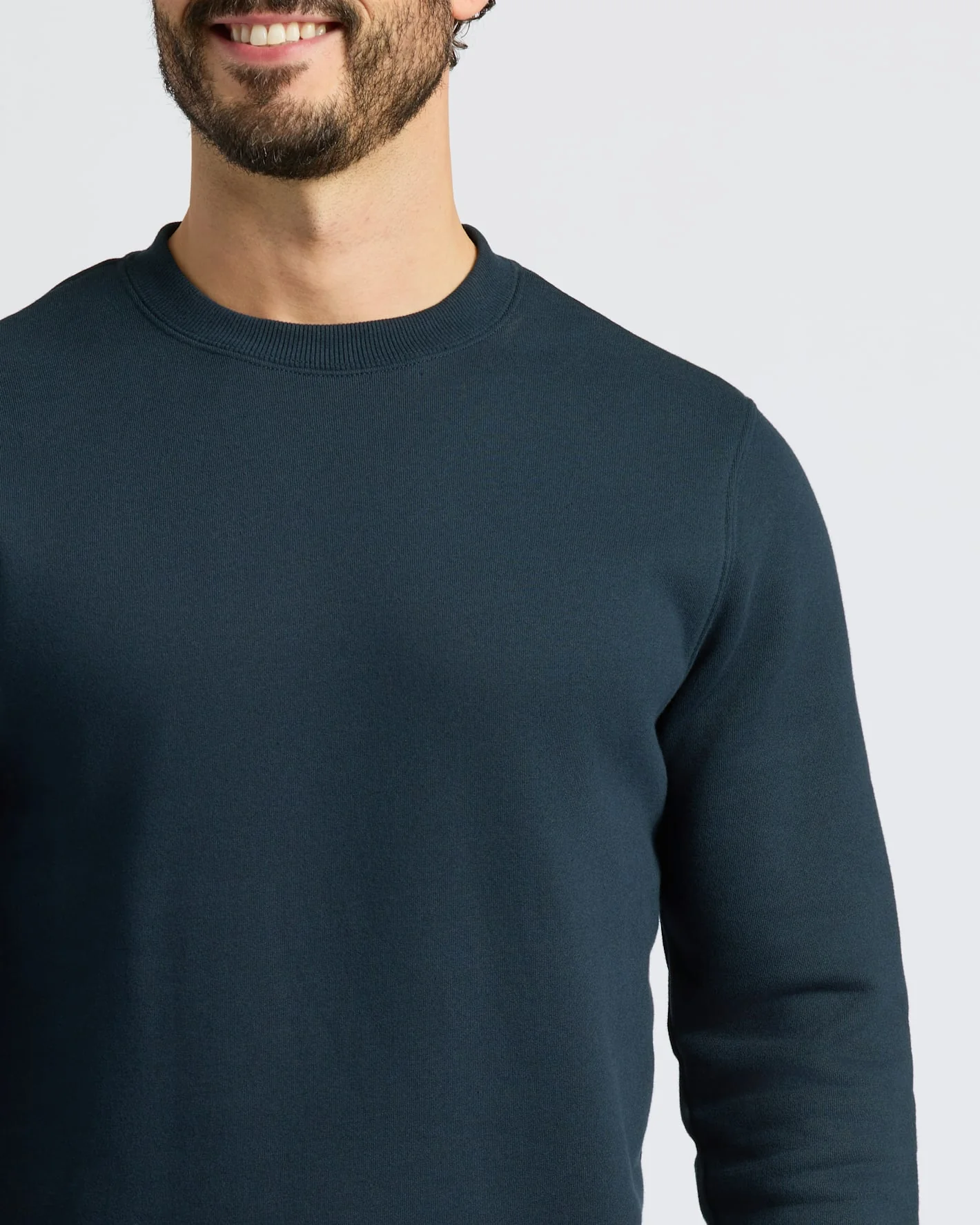 Navy Fleece French Terry Pullover Crew Neck - Image 6