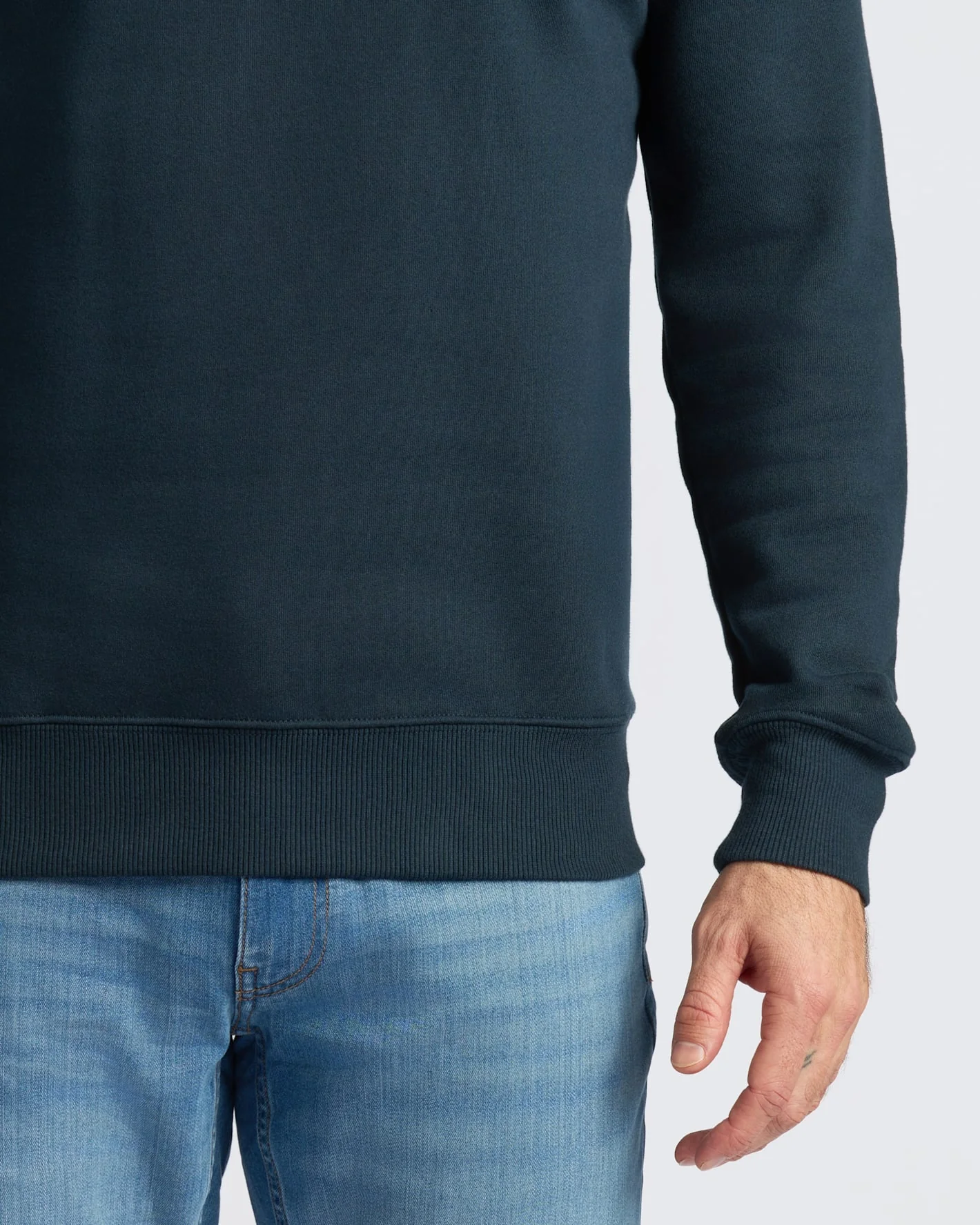 Navy Fleece French Terry Pullover Crew Neck - Image 7