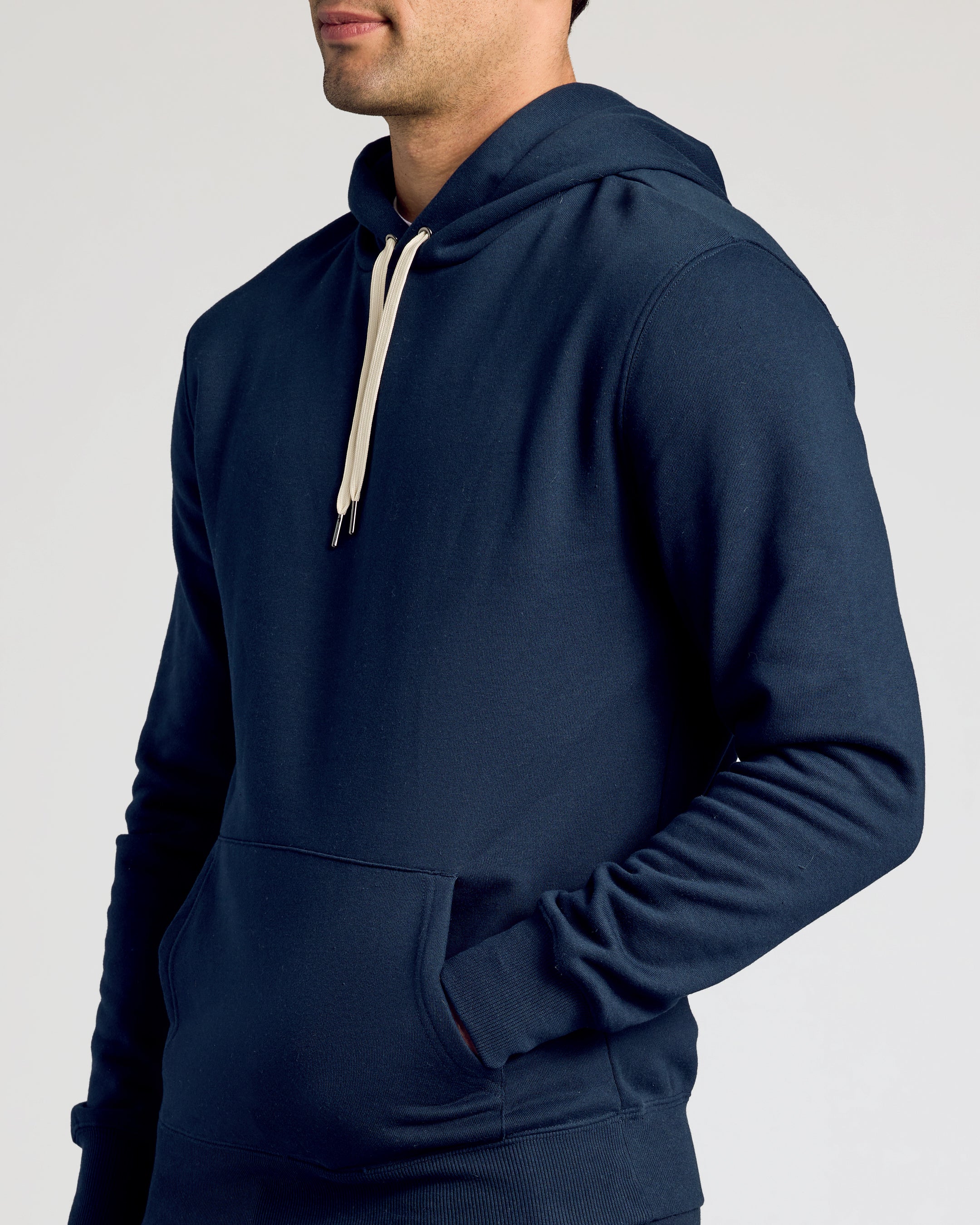 Navy Fleece French Terry Pullover Hoodie - Image 5