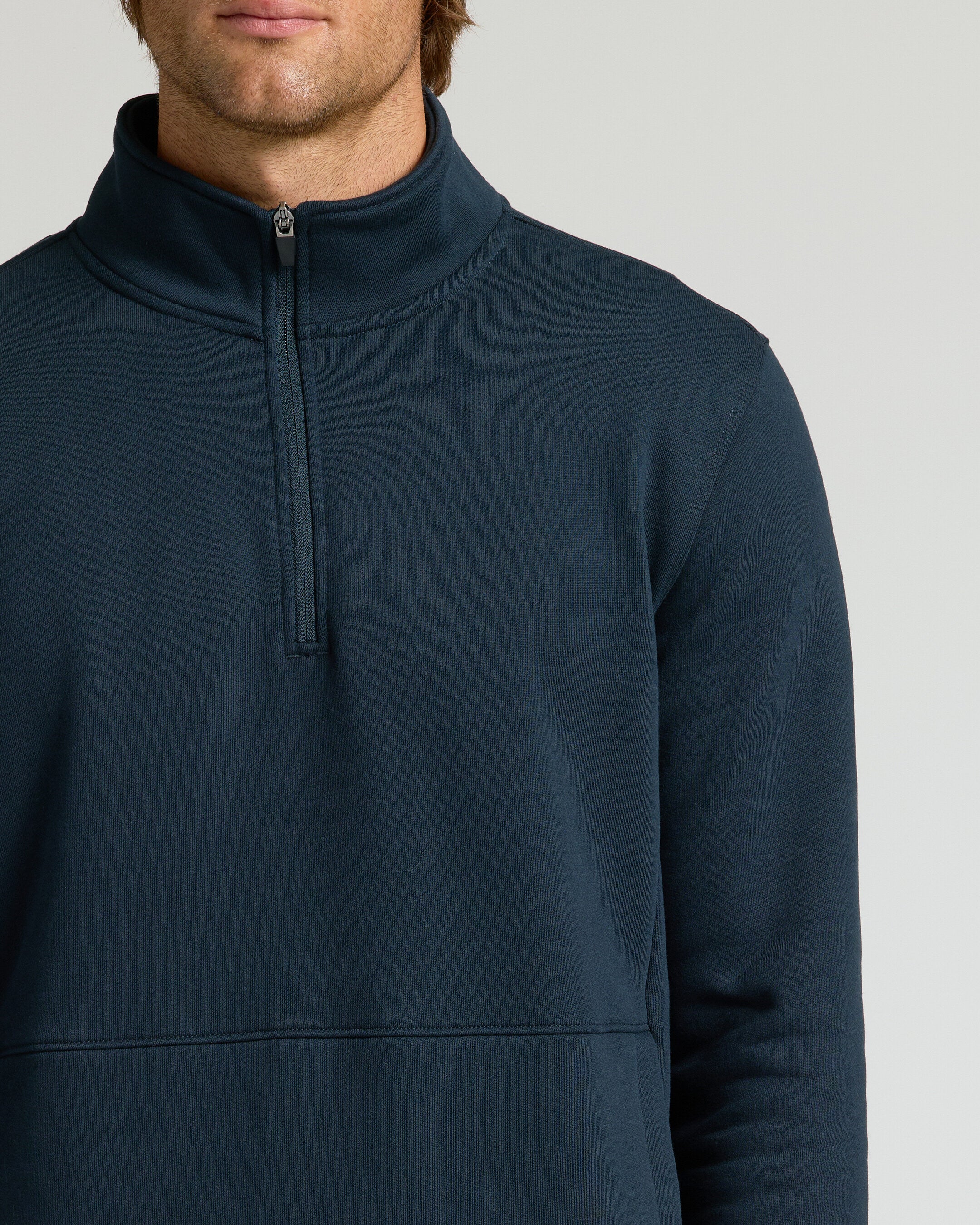 Navy Quarter Zip Fleece Sweatshirt - Image 4