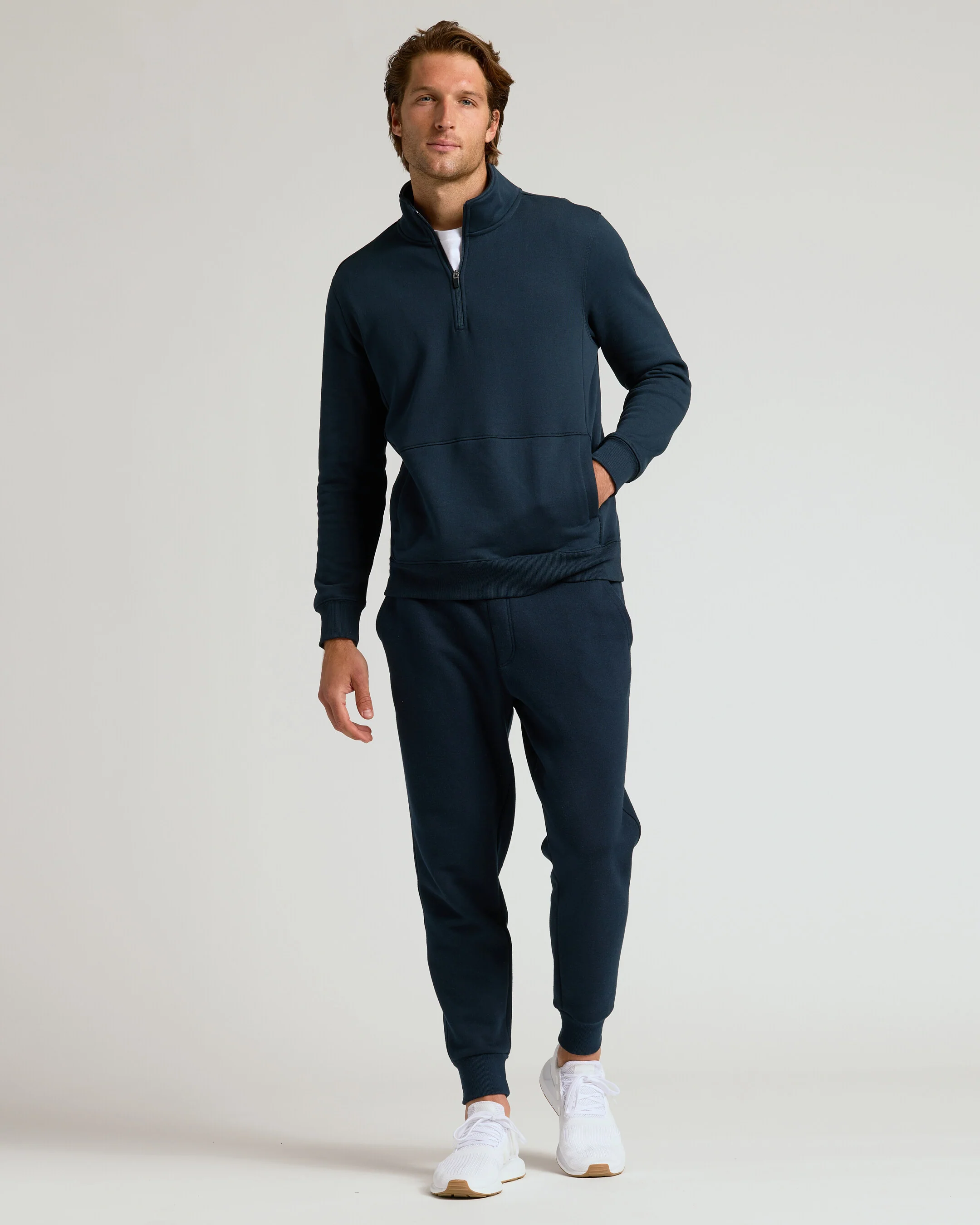 Navy Quarter Zip Fleece Sweatshirt - Image 6