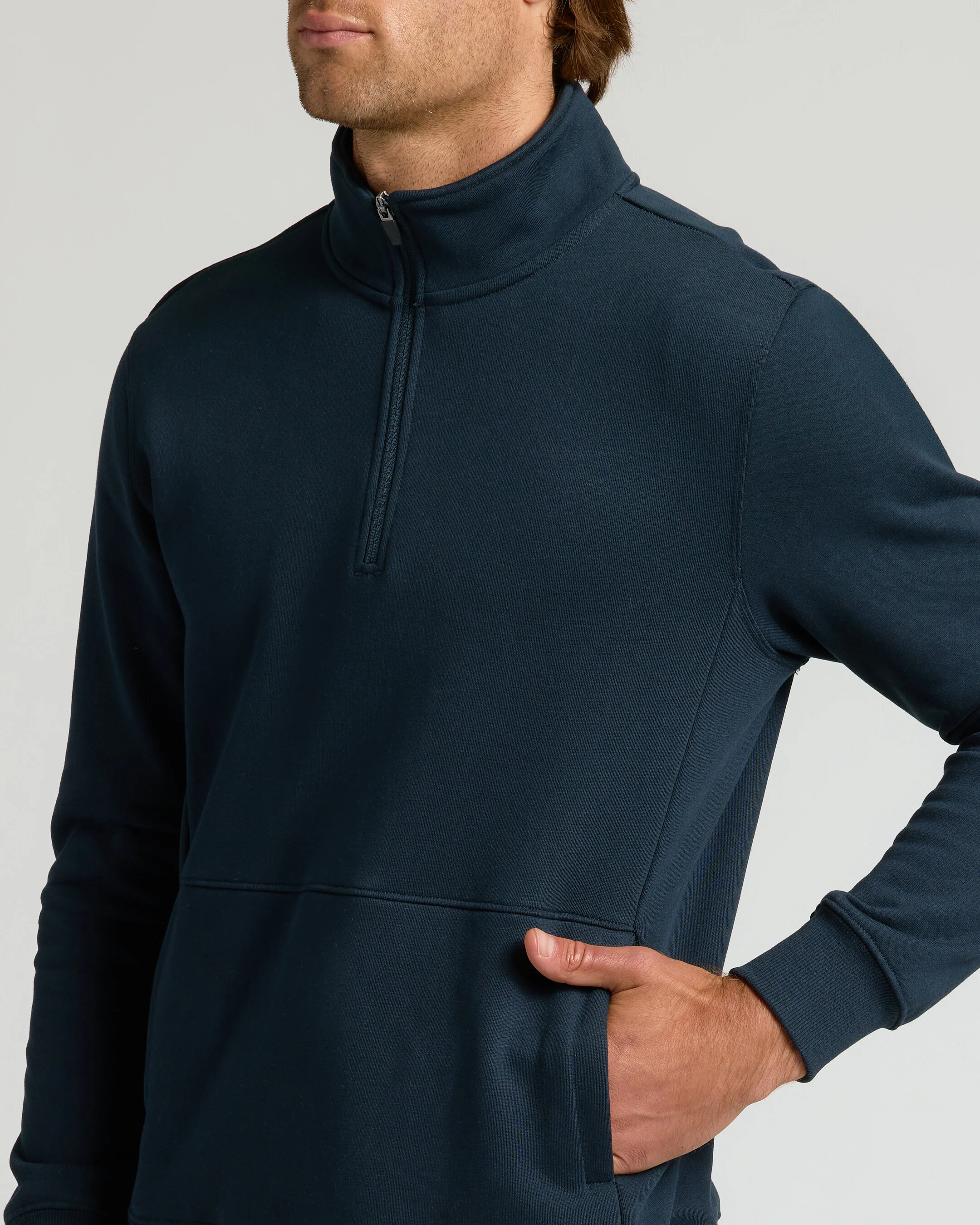 Navy Quarter Zip Fleece Sweatshirt - Image 5