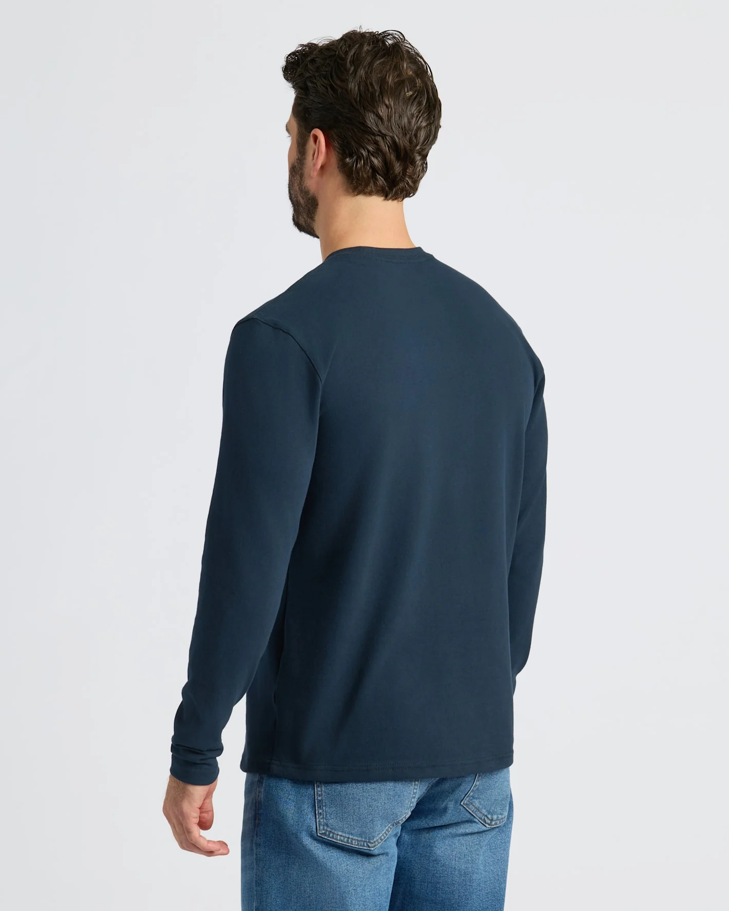 Black & Navy Heavyweight Long Sleeve Pocket Crew 2-PacK - Image 4
