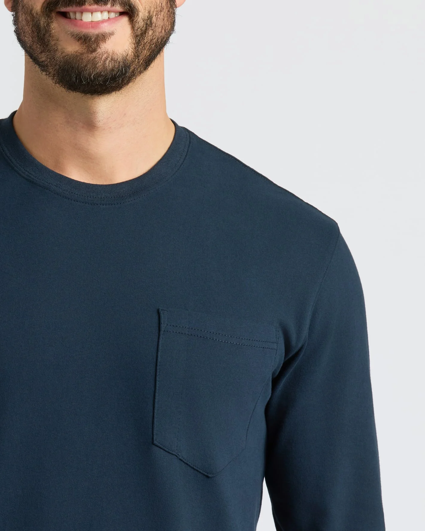 Navy Heavyweight Long Sleeve Pocket Crew - Image 6