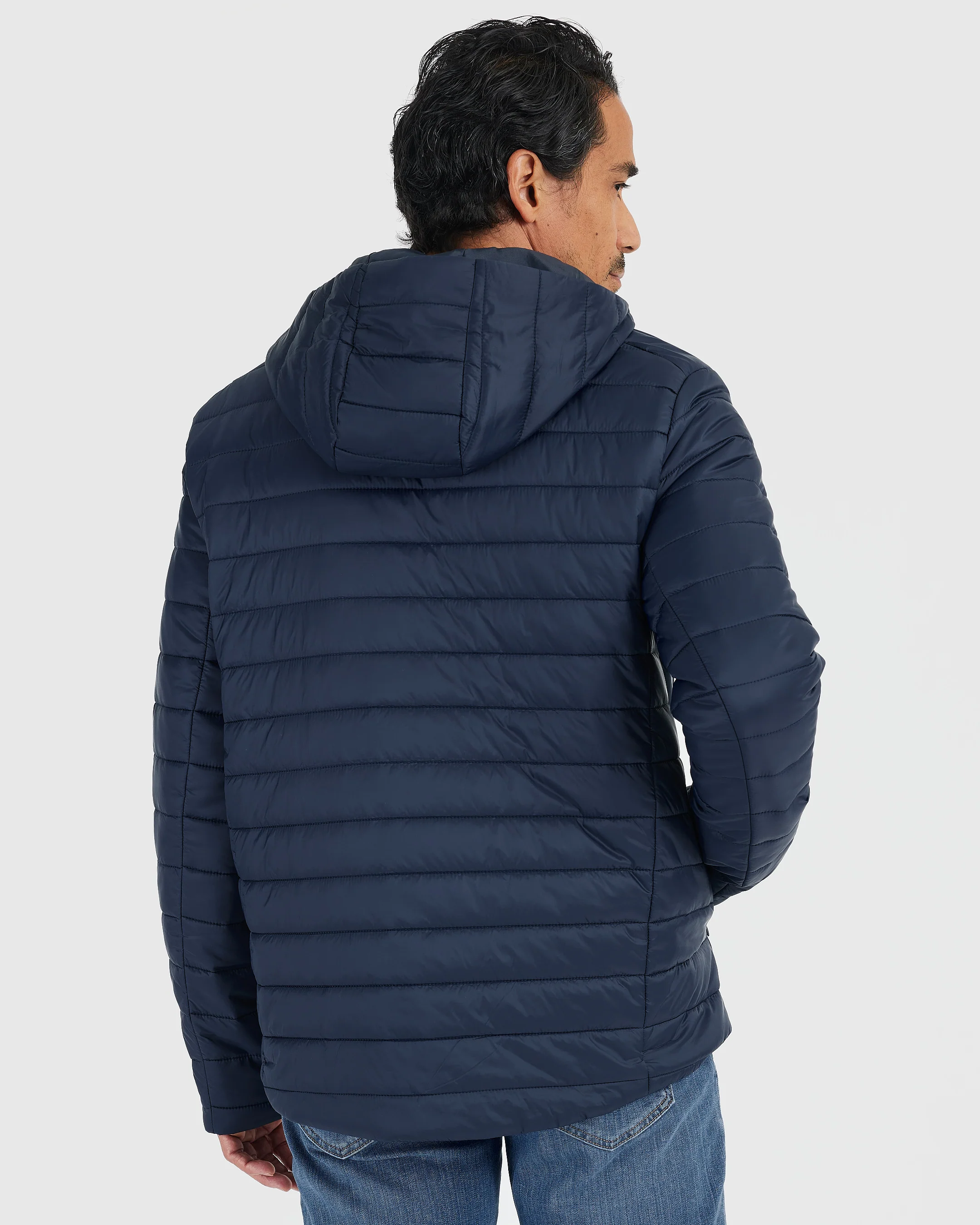 Navy Hooded Puffer Jacket - Image 3