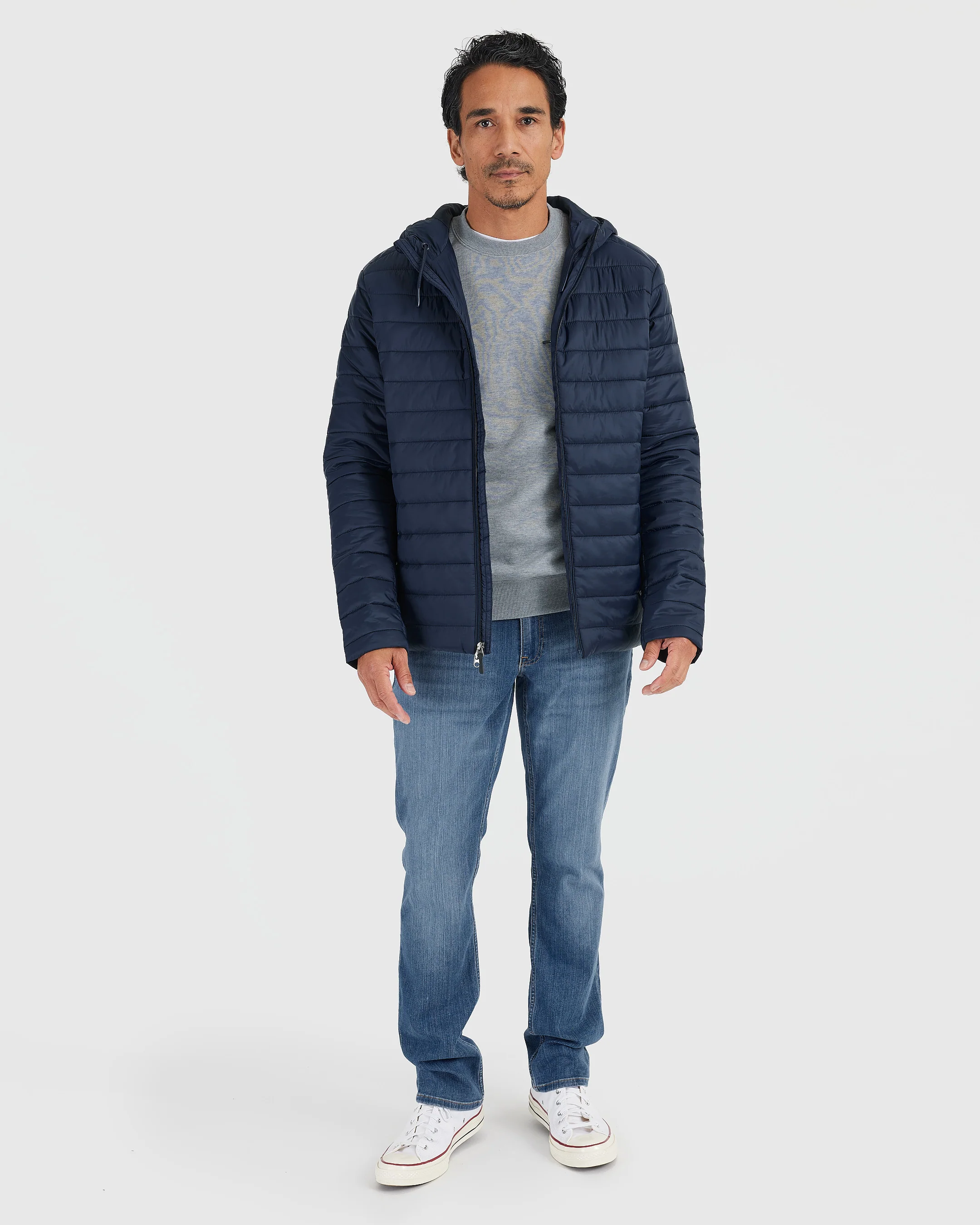 Navy Hooded Puffer Jacket - Image 7