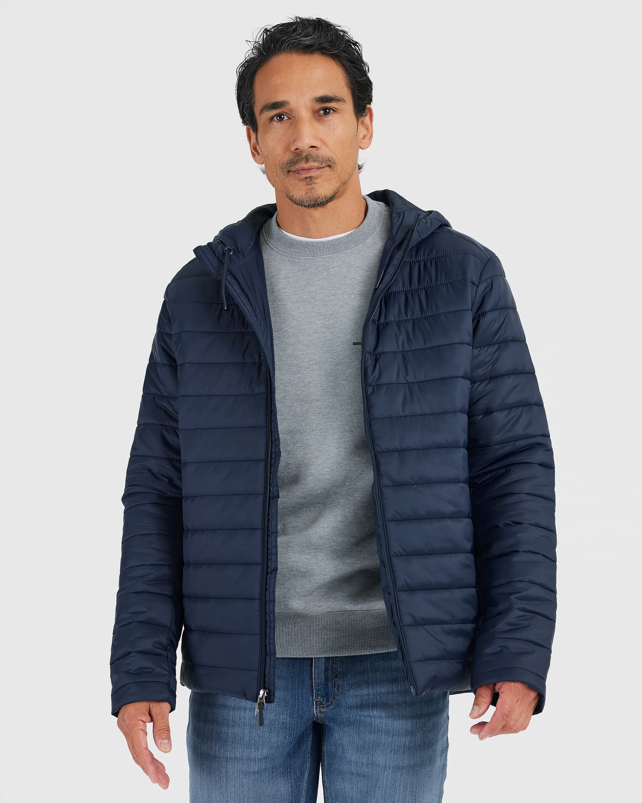 Navy Hooded Puffer Jacket - Image 8