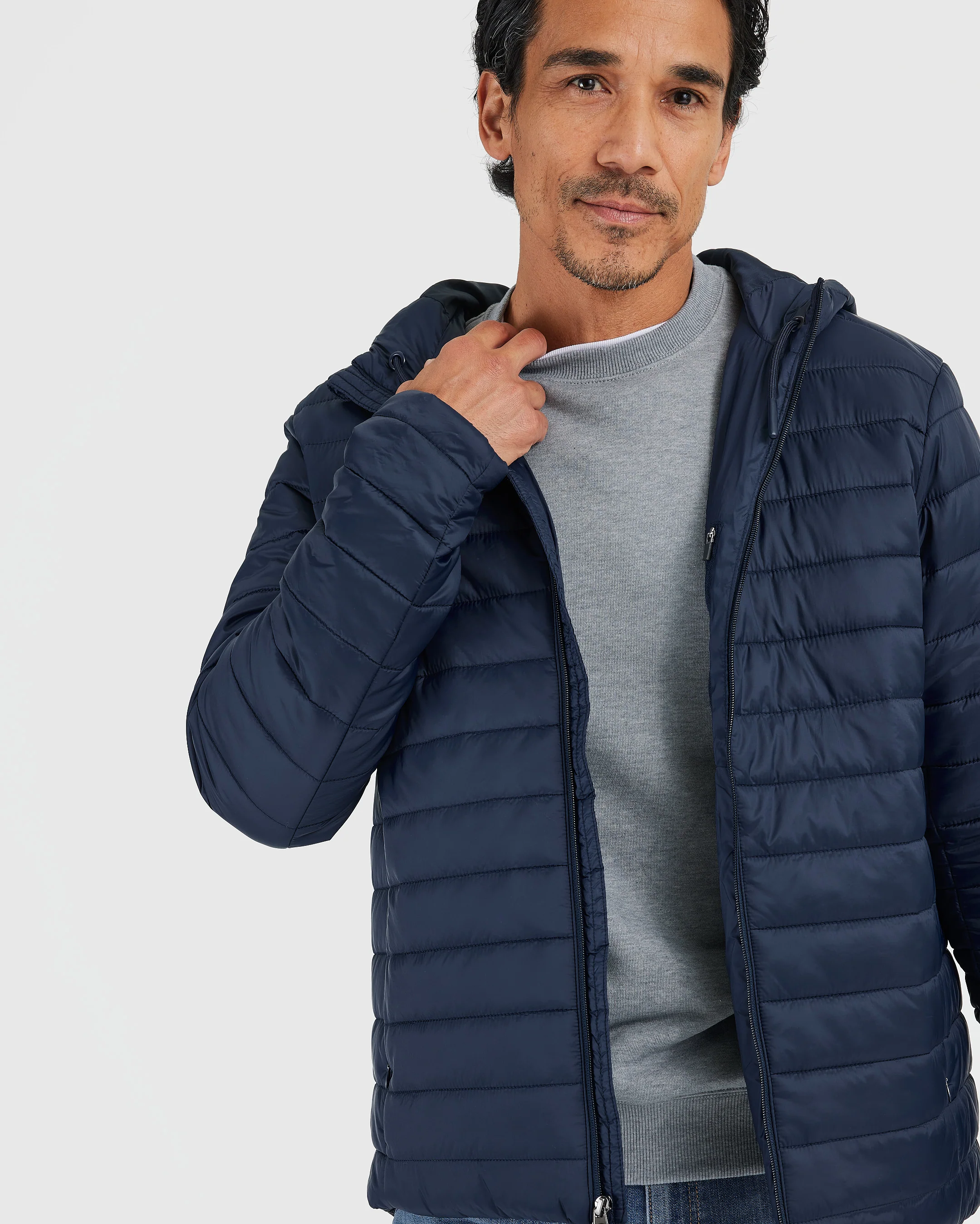Navy Hooded Puffer Jacket - Image 9