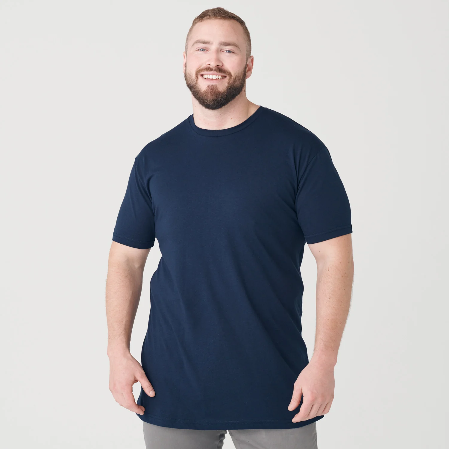 Navy Long Line Crew Neck Tee - Image 10