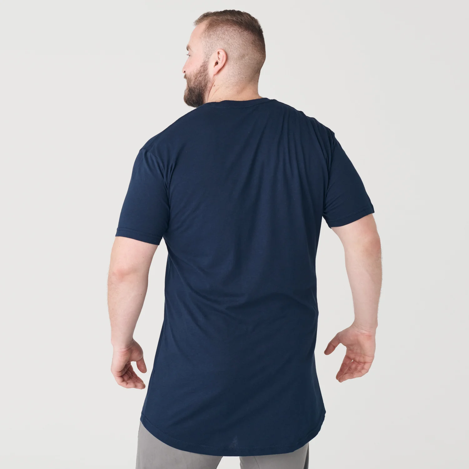 Navy Long Line Crew Neck Tee - Image 11