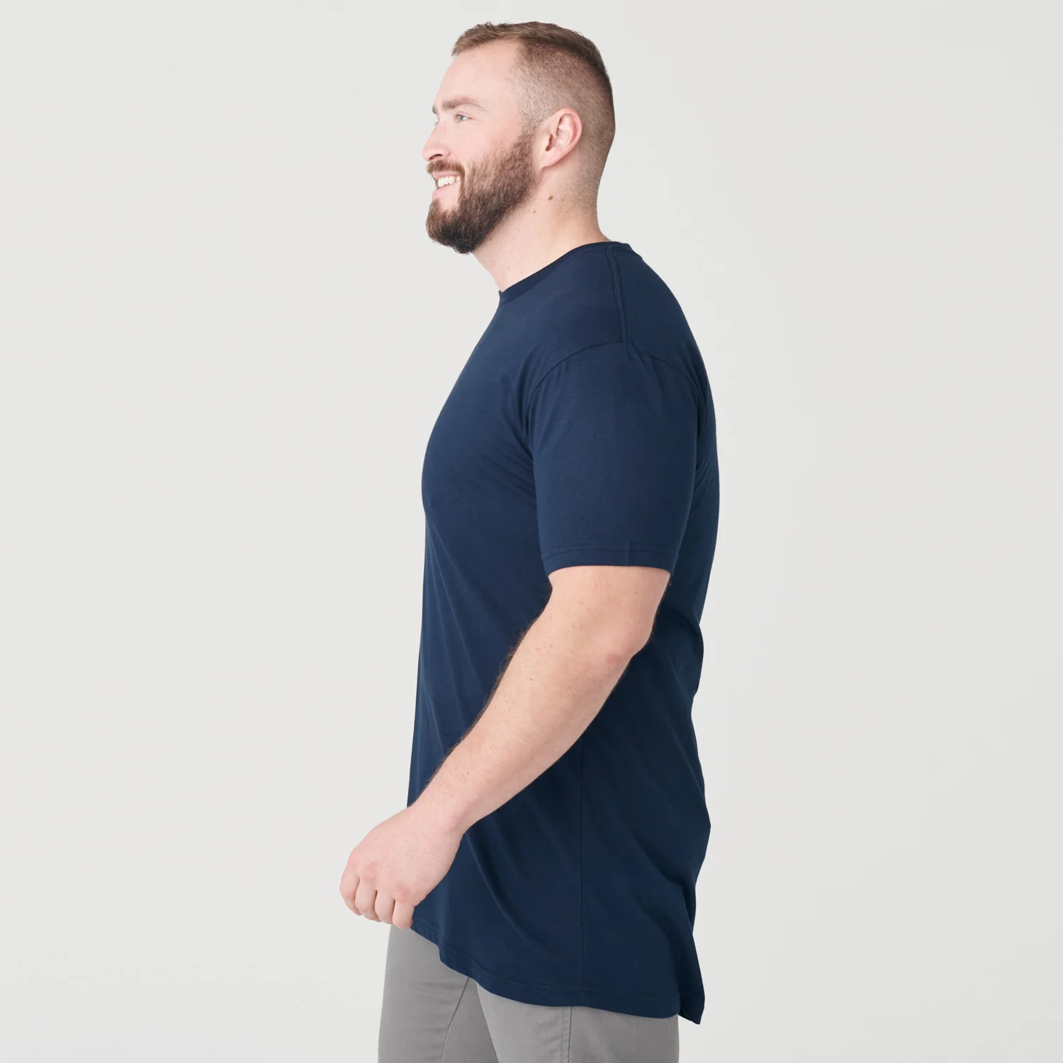 Navy Long Line Crew Neck Tee - Image 12