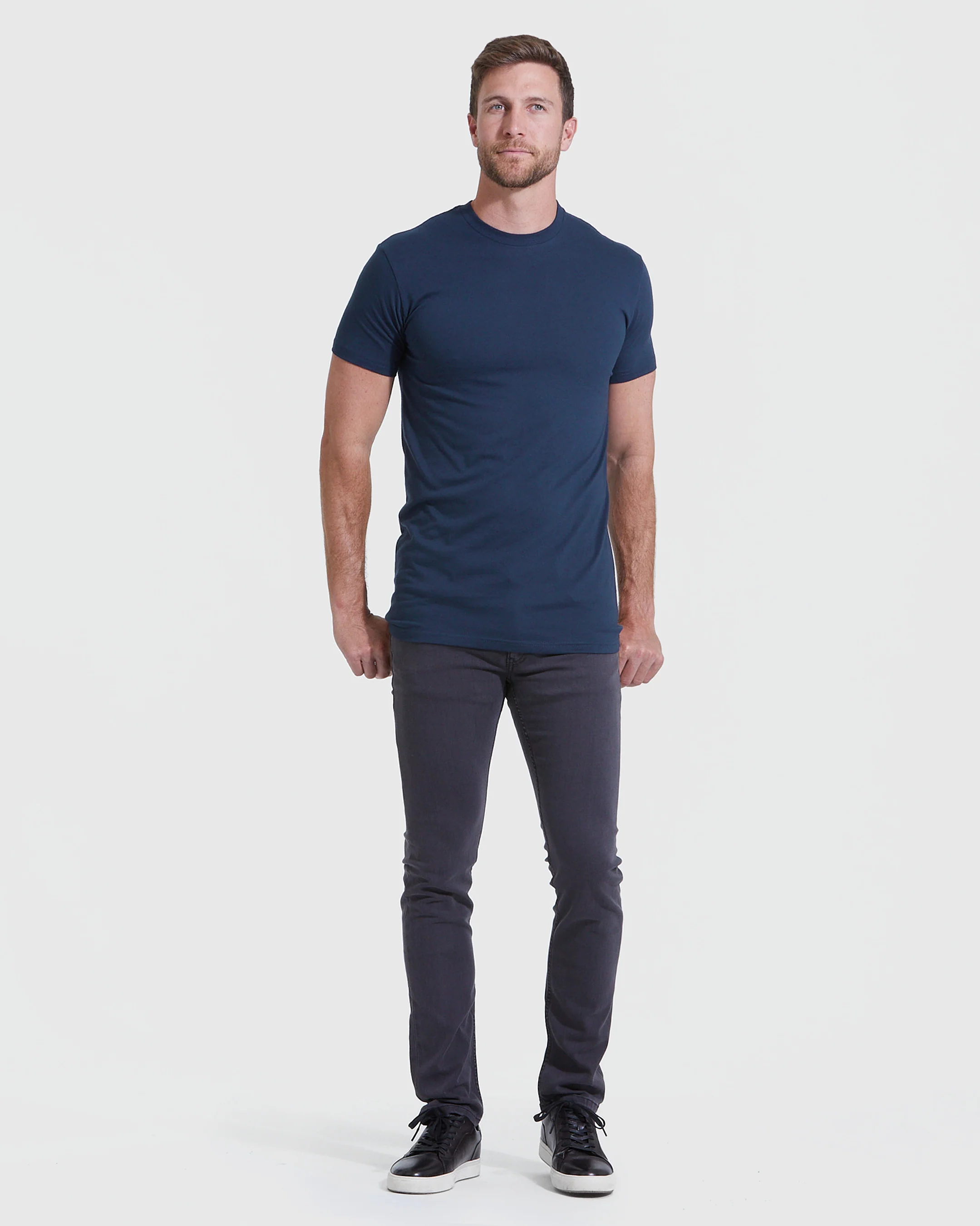 Navy Long Line Crew Neck Tee - Image 6
