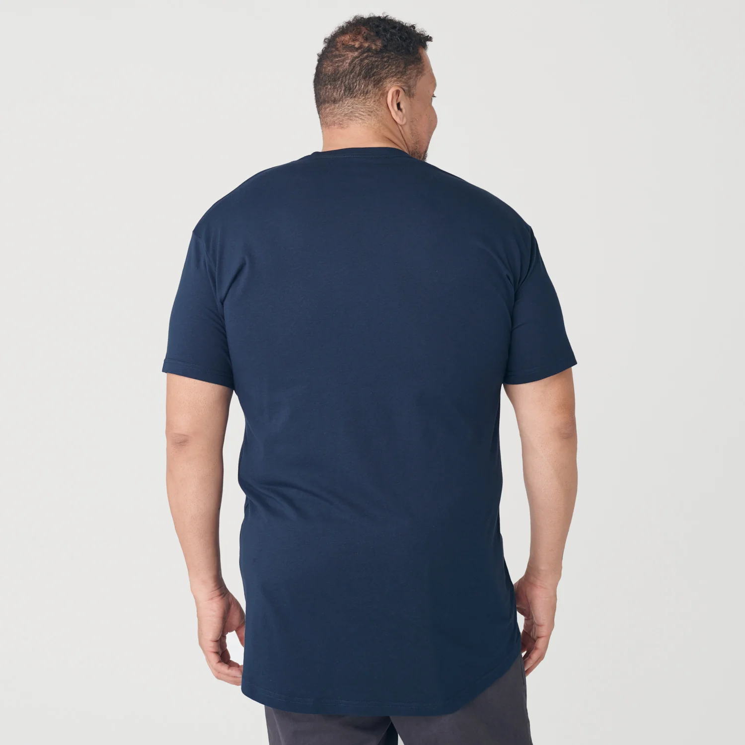 Navy Long Line Crew Neck Tee - Image 8