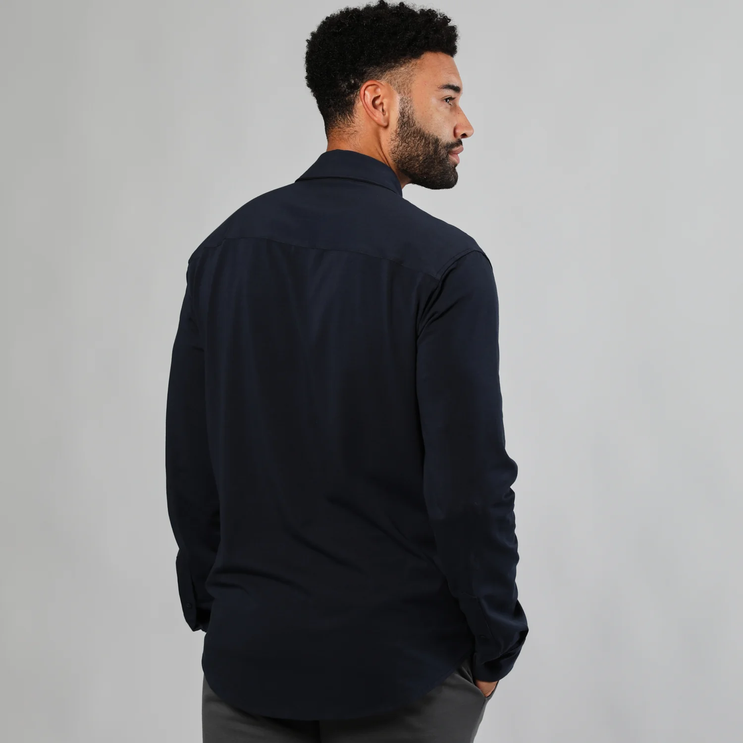 Navy Long Sleeve Knit Shirt - Image 3