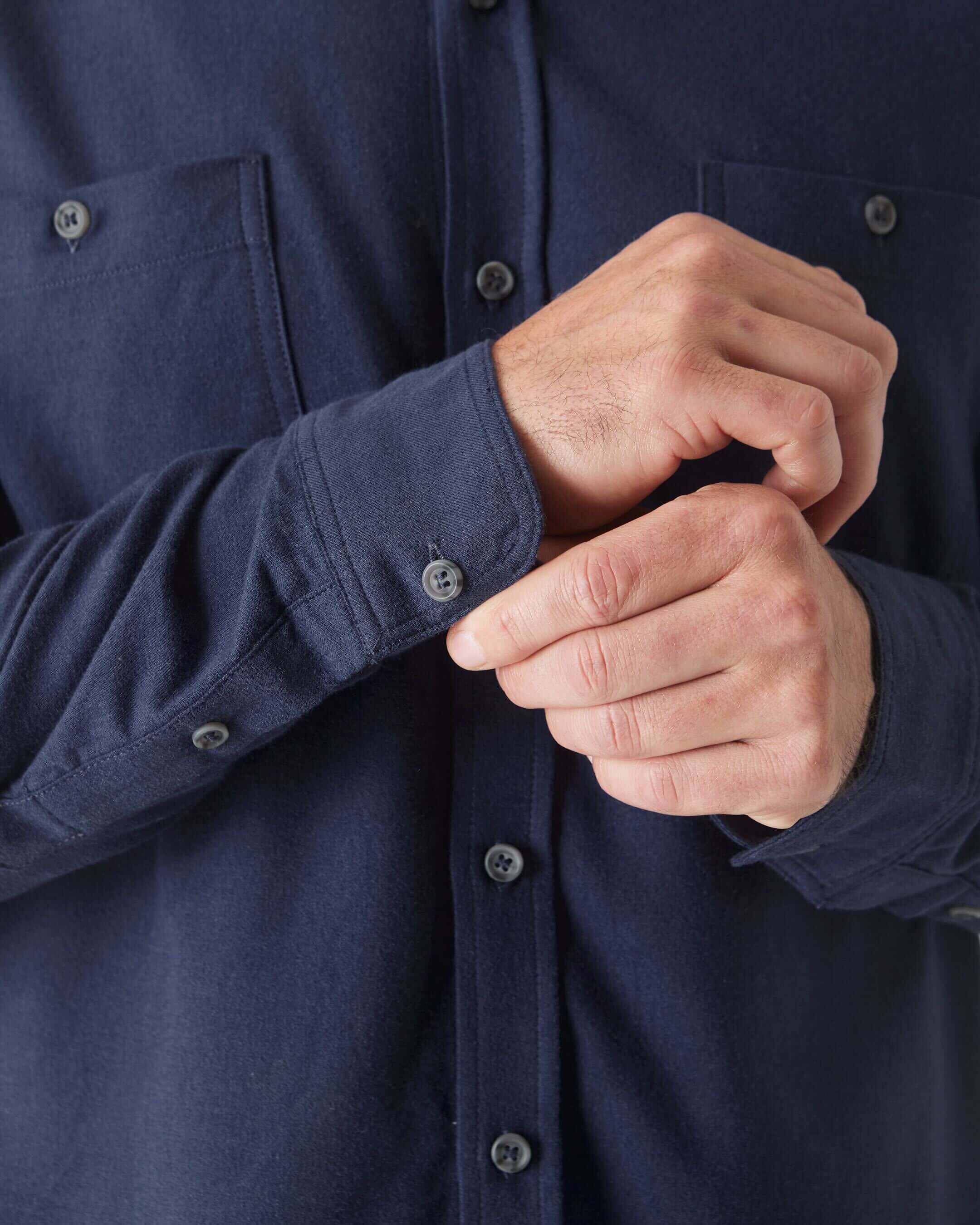 Navy Long Sleeve Lightweight Flannel Shirt - Image 6