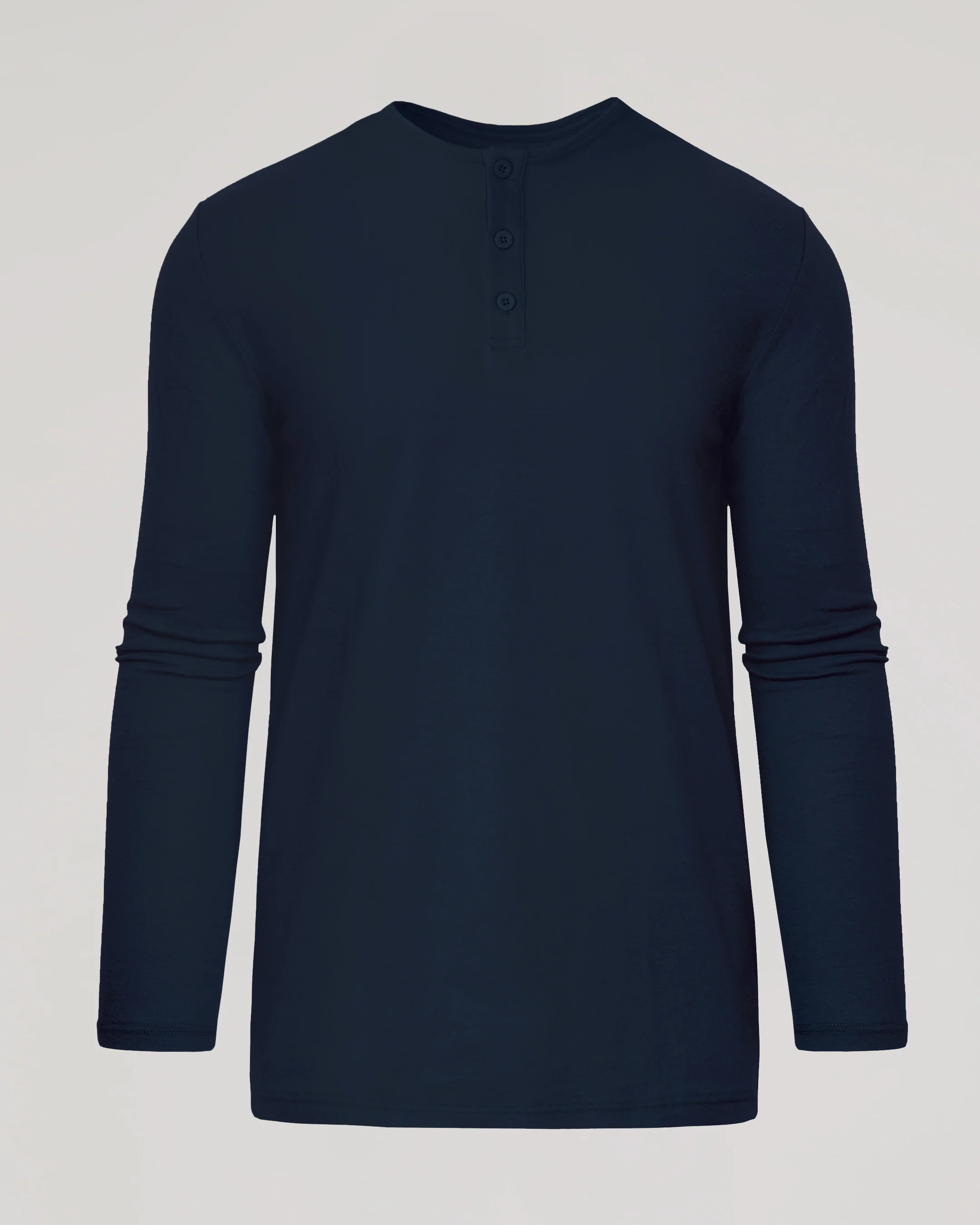 Navy Long Sleeve Tall Classic Henley - Image 2