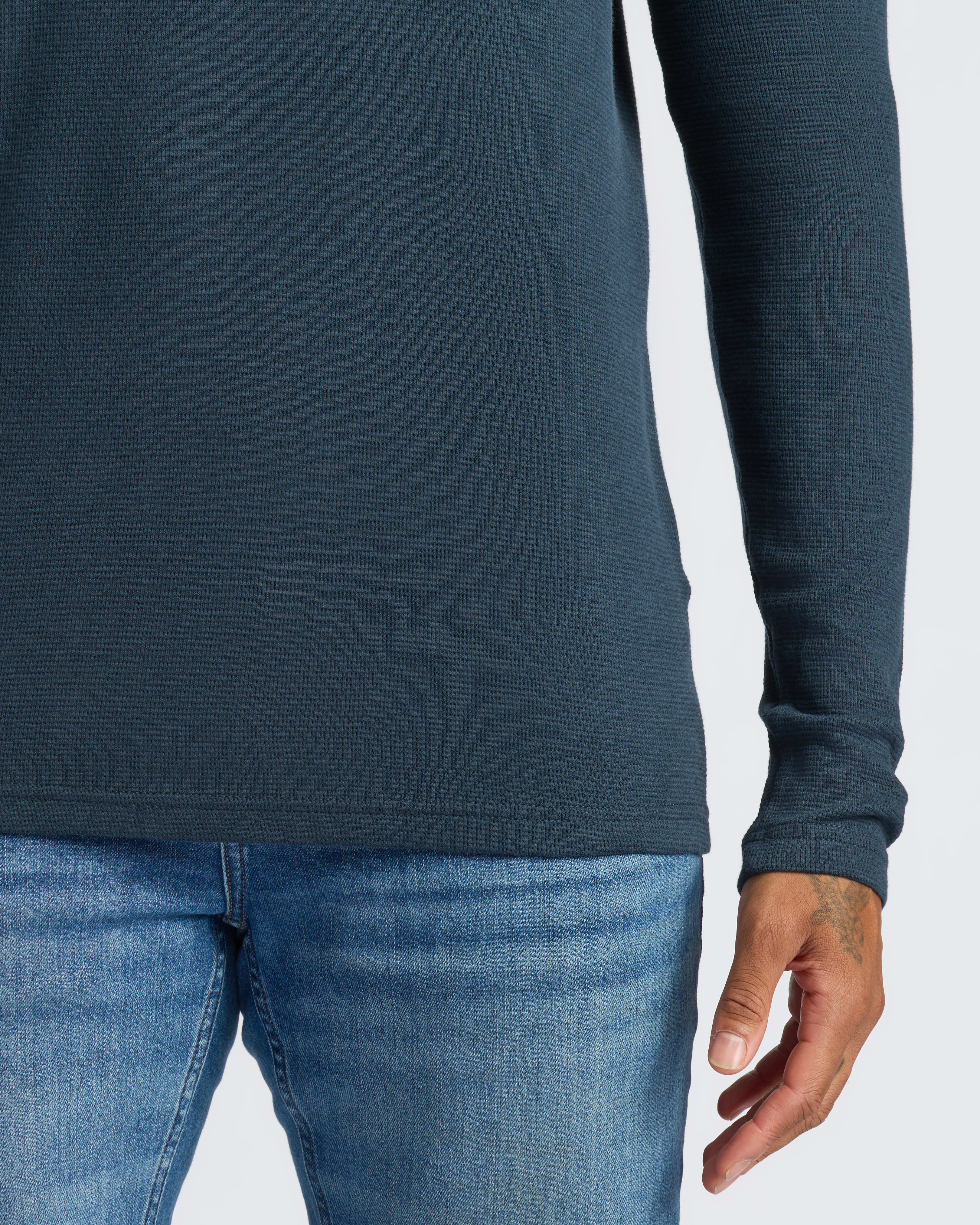 Navy Waffle Long Sleeve Crew Neck - Image 5