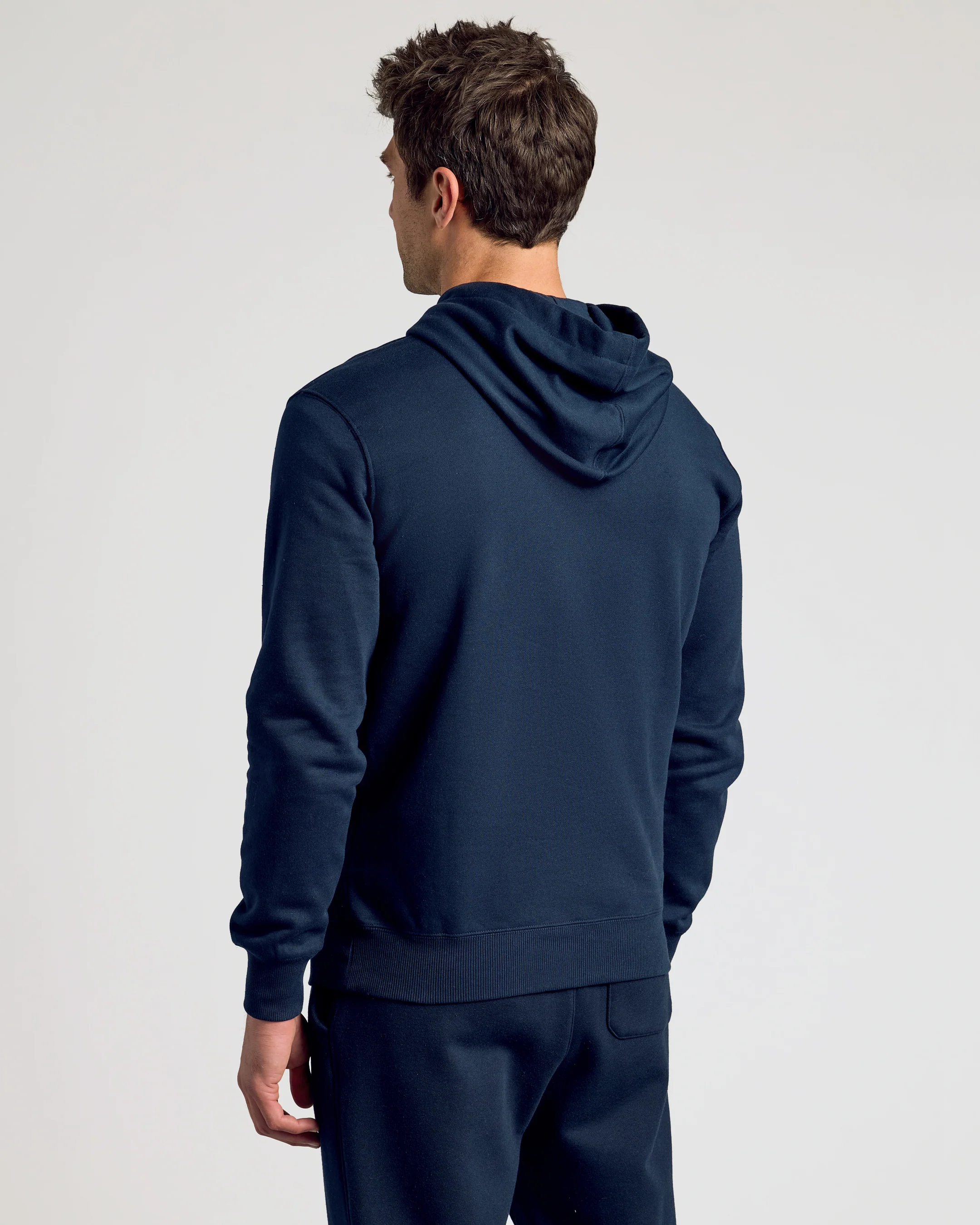 Navy Fleece French Terry Pullover Hoodie - Image 4