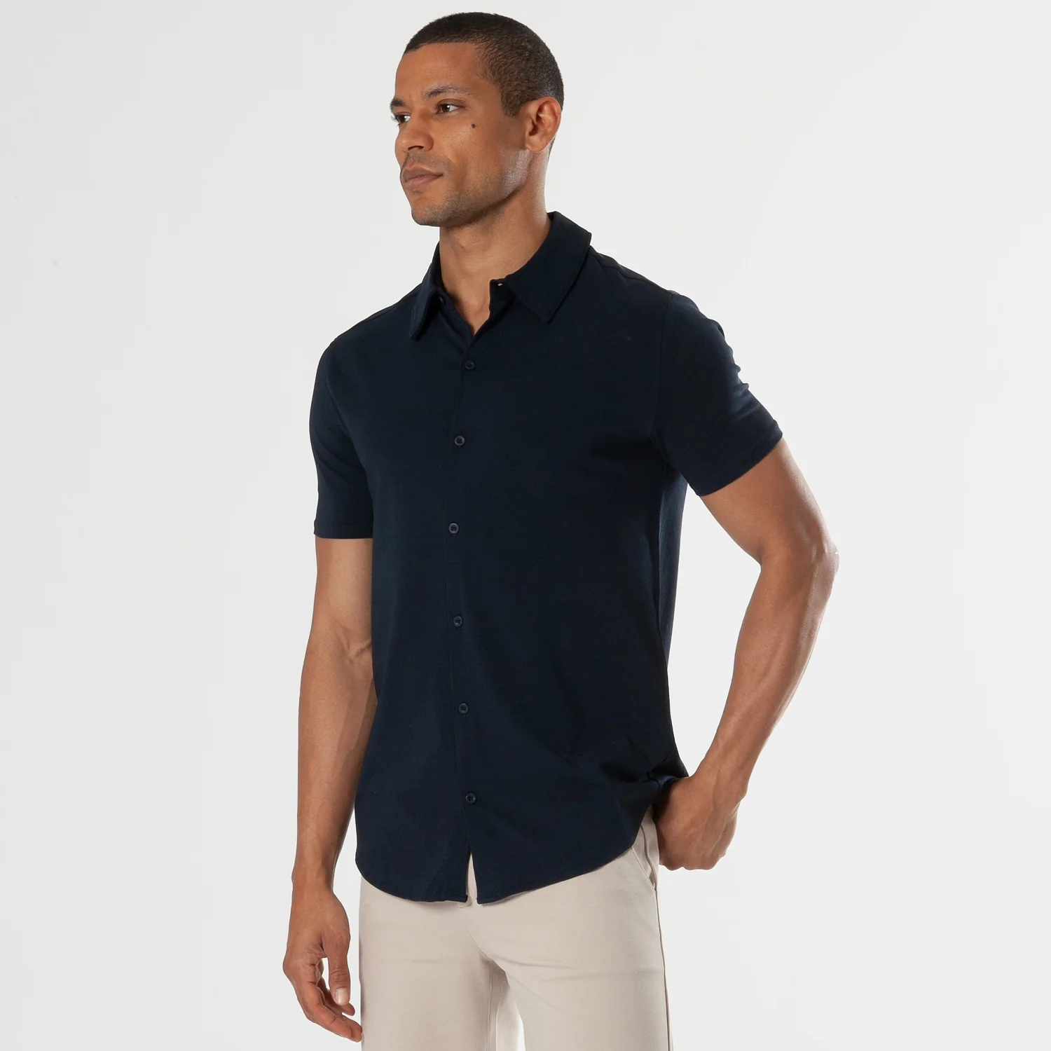 Navy Short Sleeve Knit Shirt - Image 4