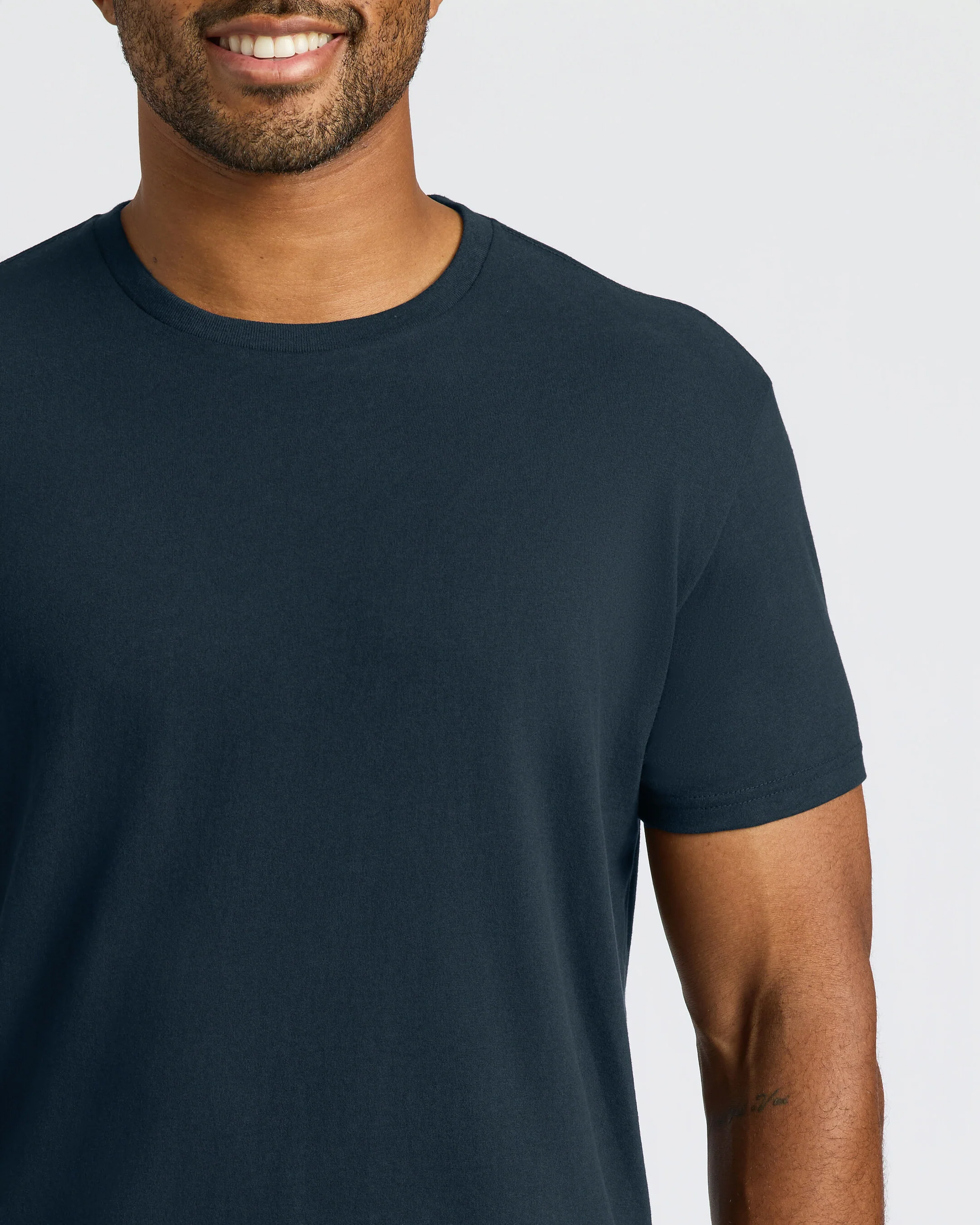Navy Curved Hem Classic Crew Neck - Image 6