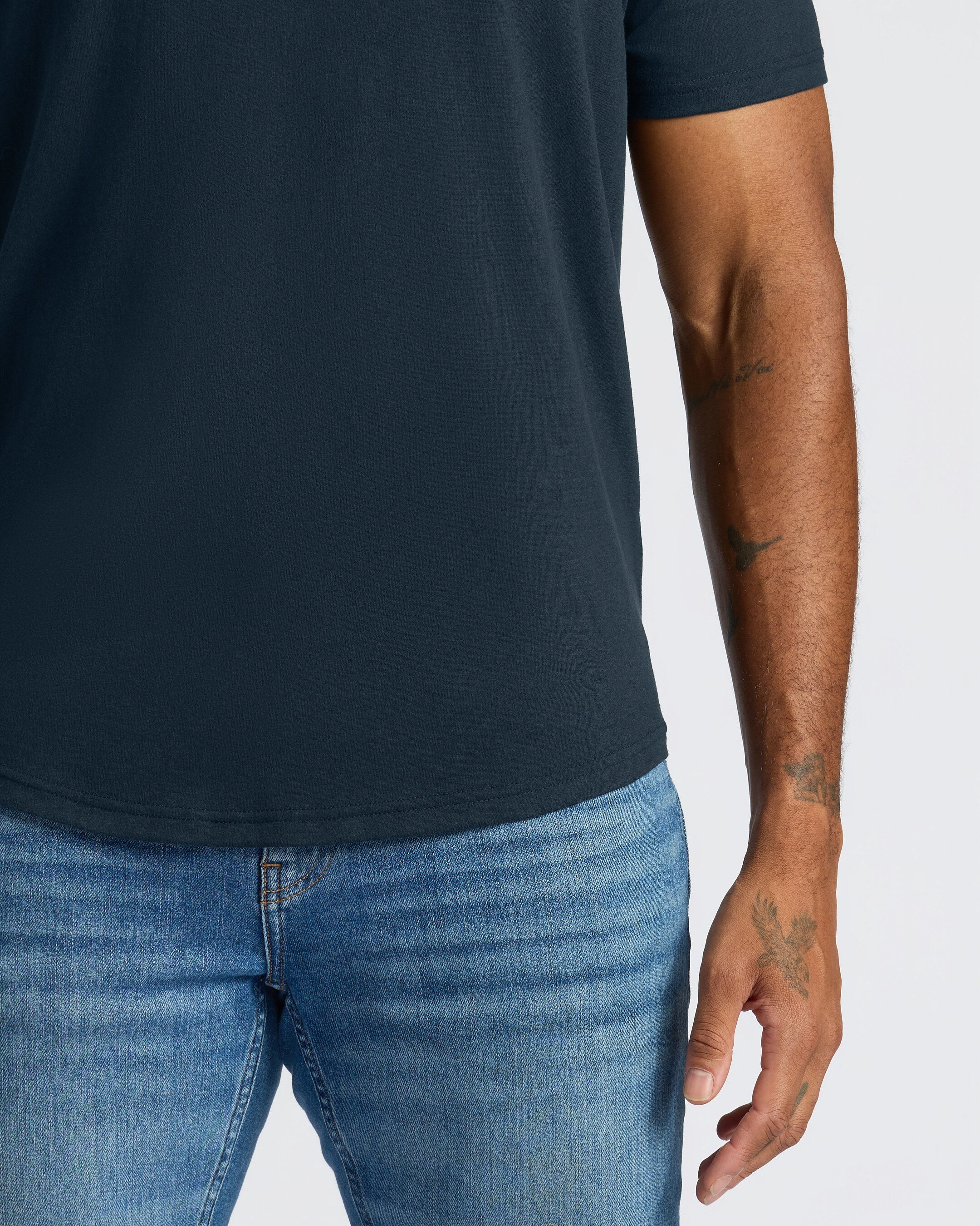 Navy Curved Hem Classic Crew Neck - Image 7