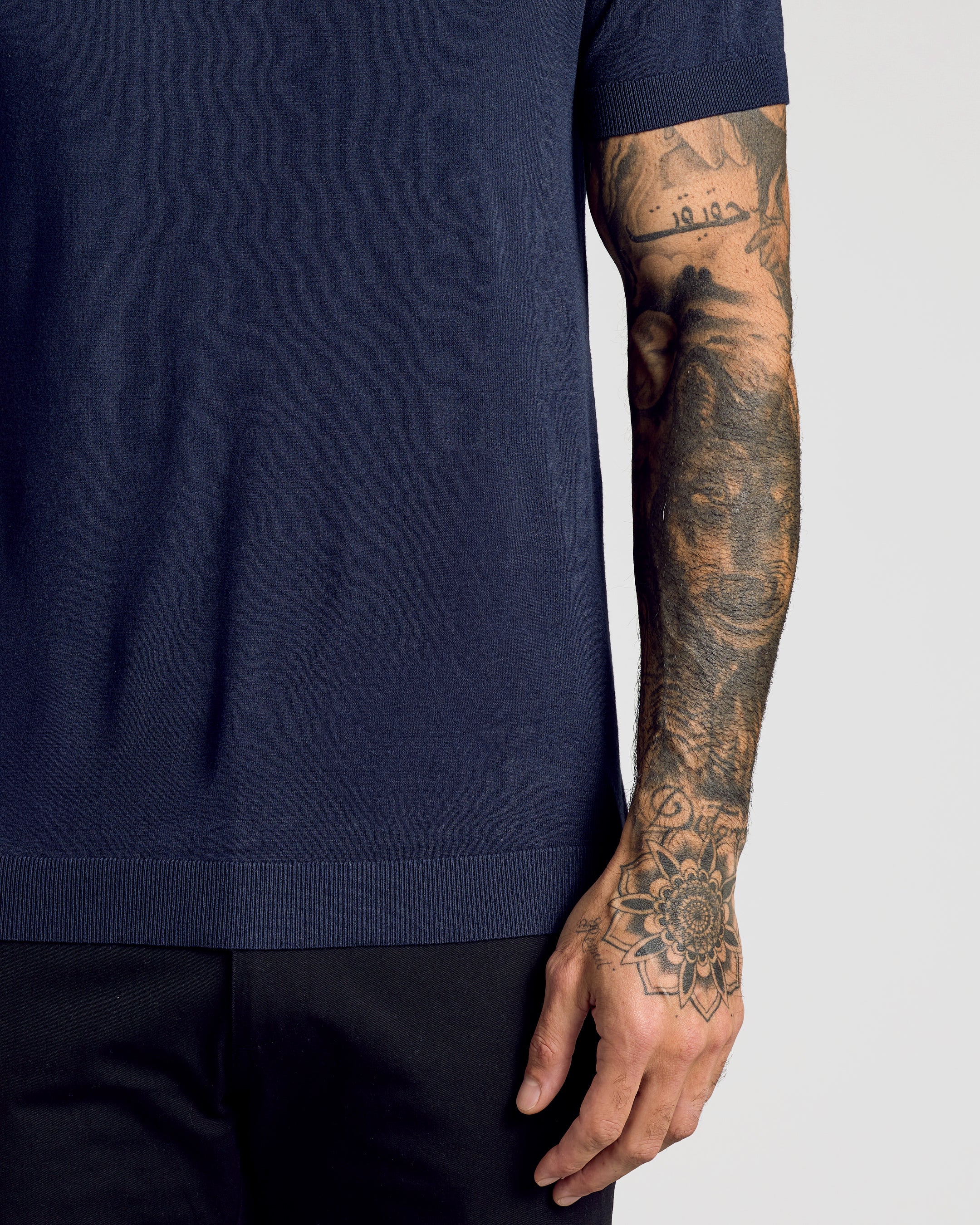 Navy Short Sleeve Sweater Polo - Image 5