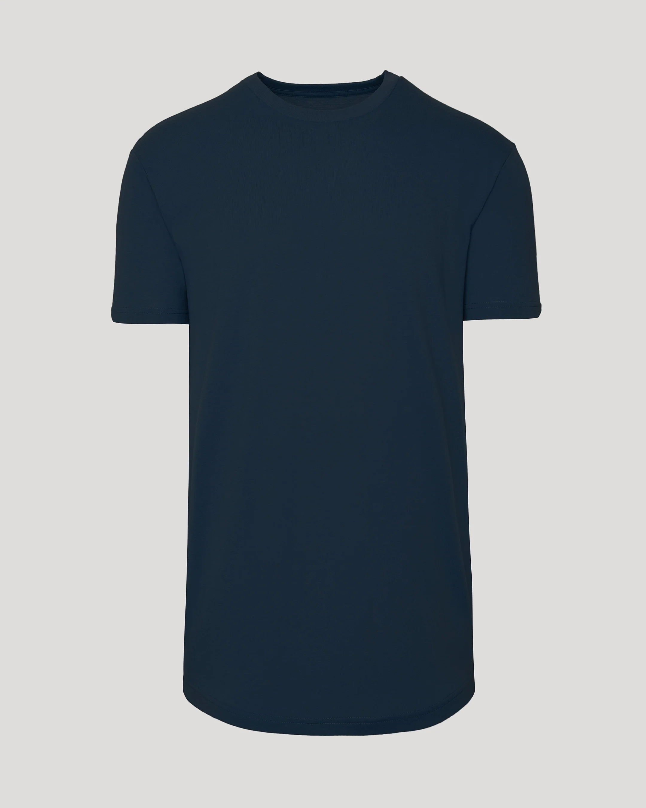 Navy Short Sleeve Tall Curved Hem Crew - Image 2