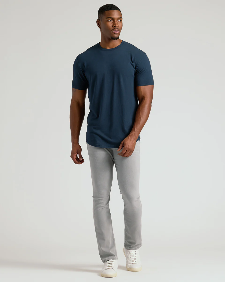 Navy Short Sleeve Tall Curved Hem Crew - Image 7