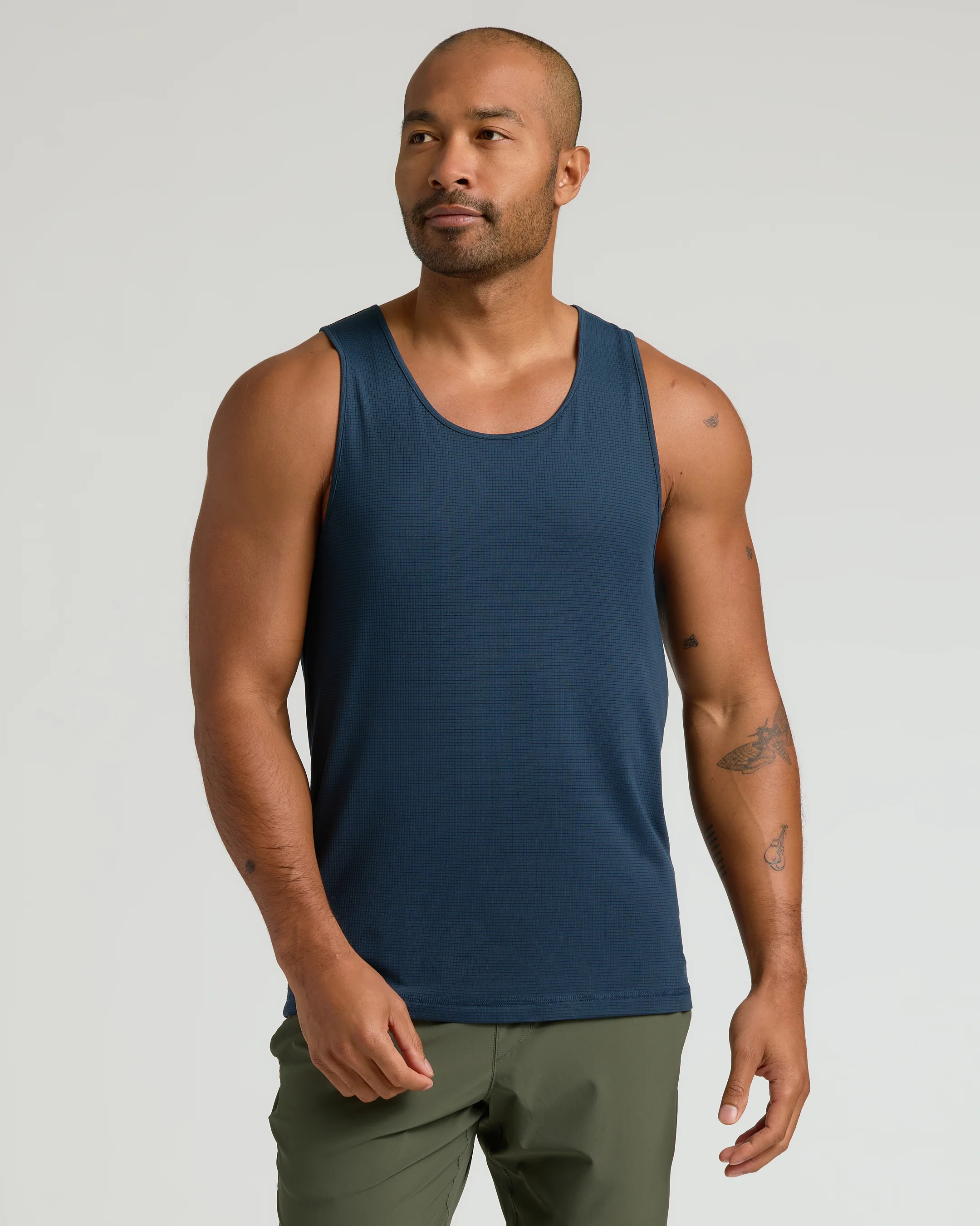 Navy Sleeveless Active Mesh Tank