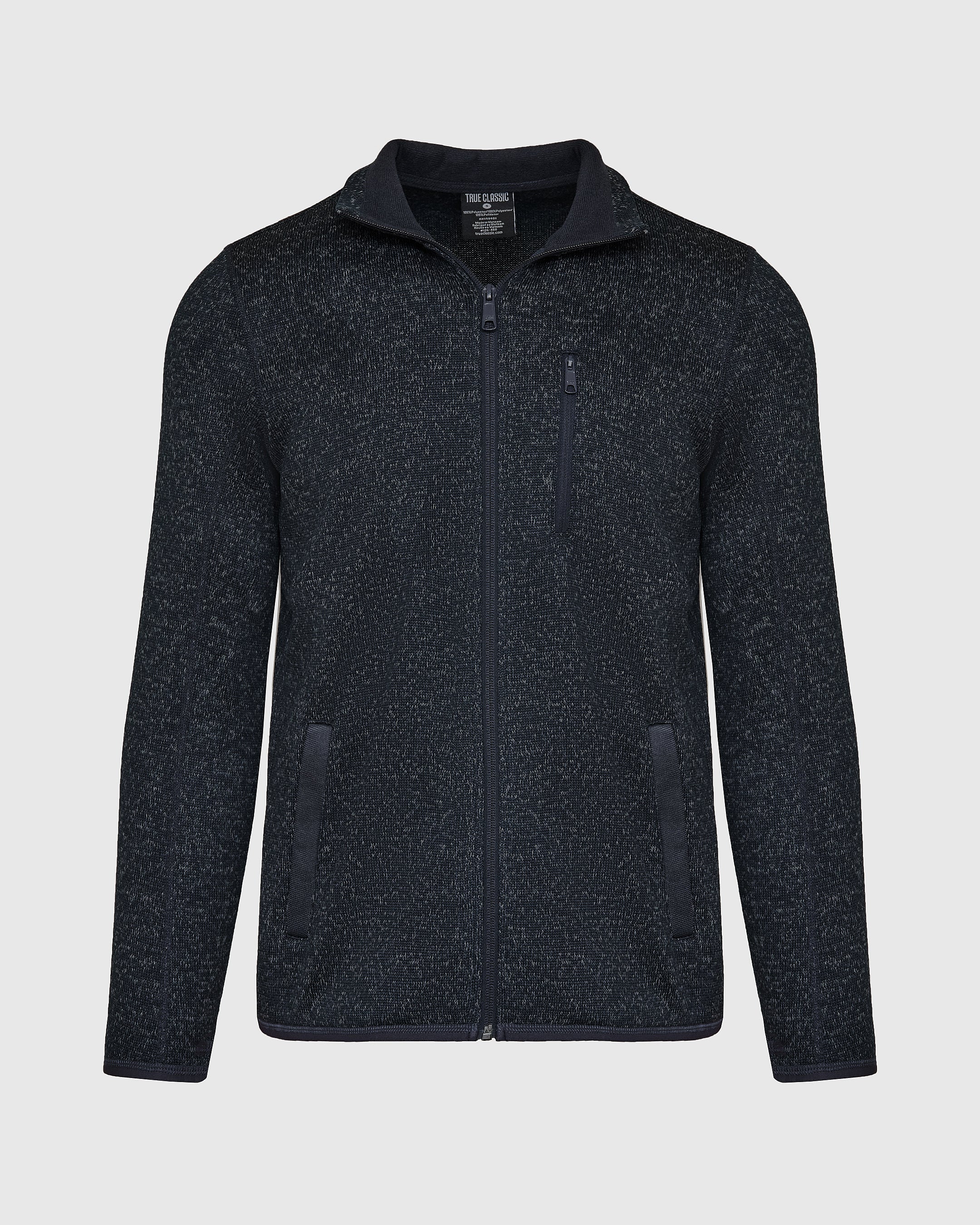 Navy Sweater Fleece Jacket - Image 2