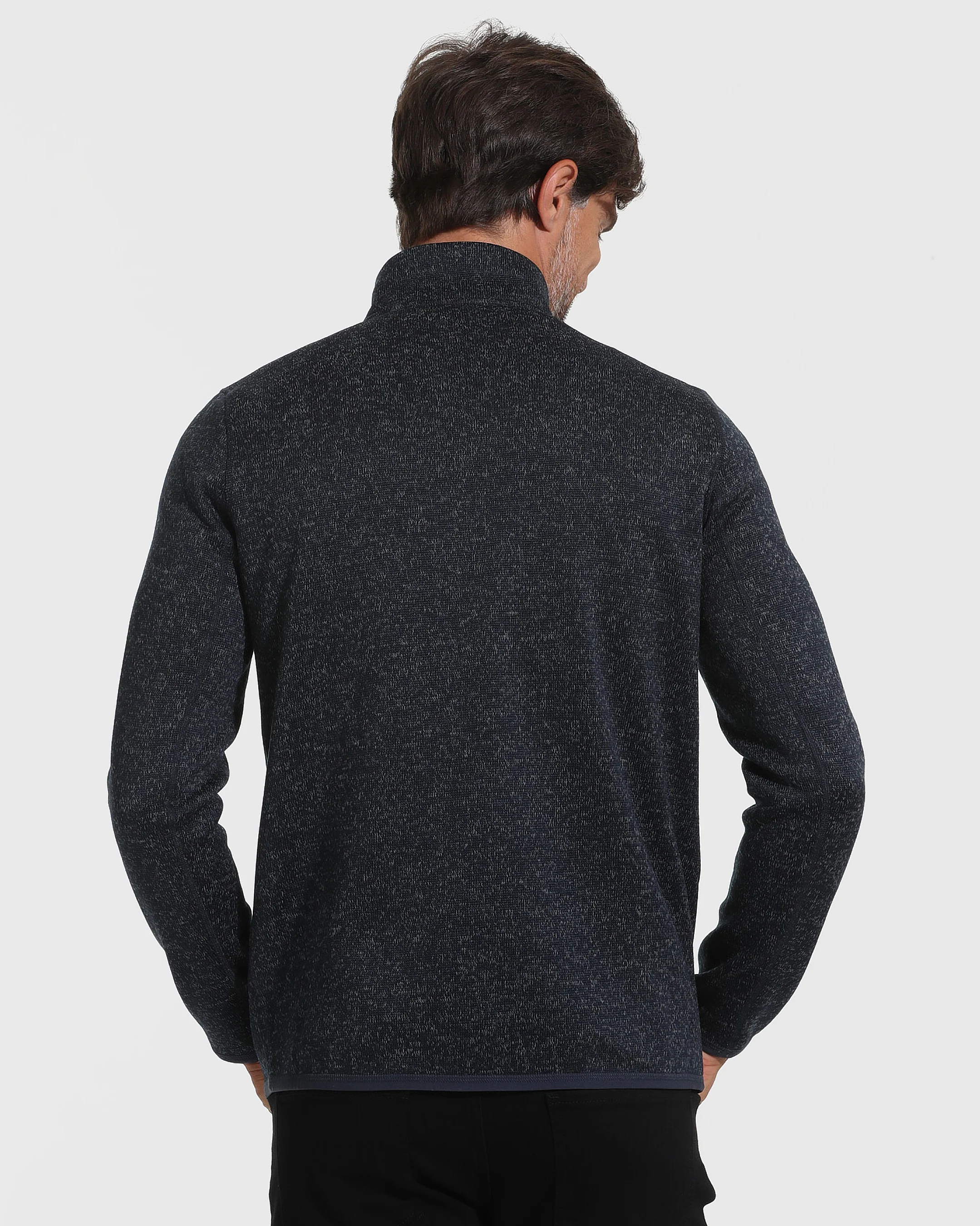 Navy Sweater Fleece Jacket - Image 4