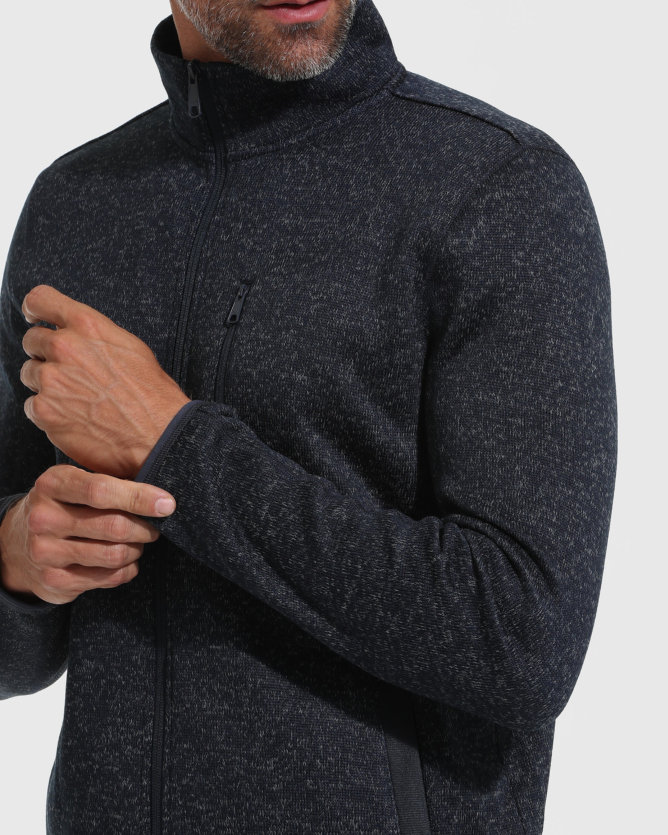 Navy Sweater Fleece Jacket - Image 5