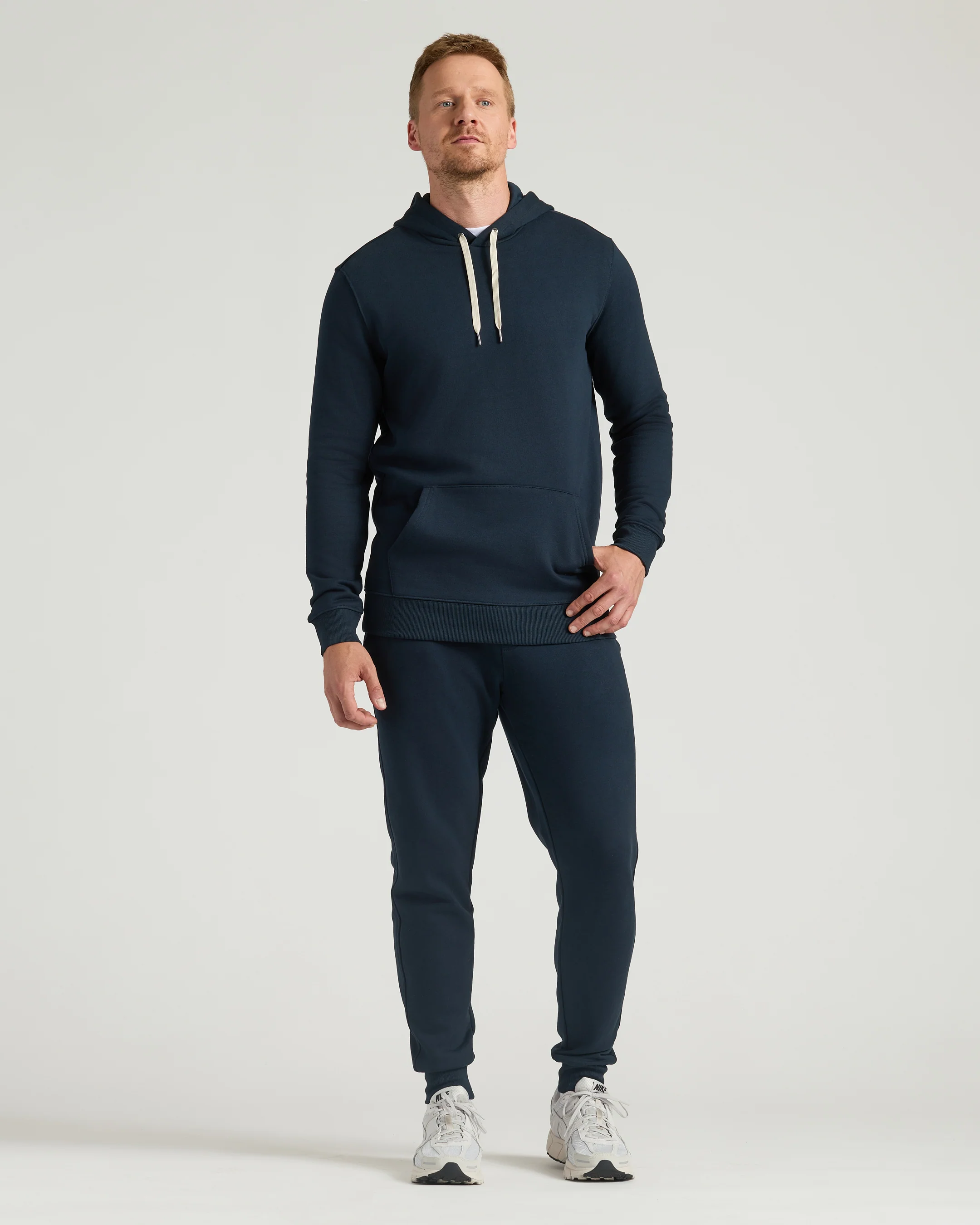 Navy Tall Fleece French Terry Pullover Hoodie - Image 4