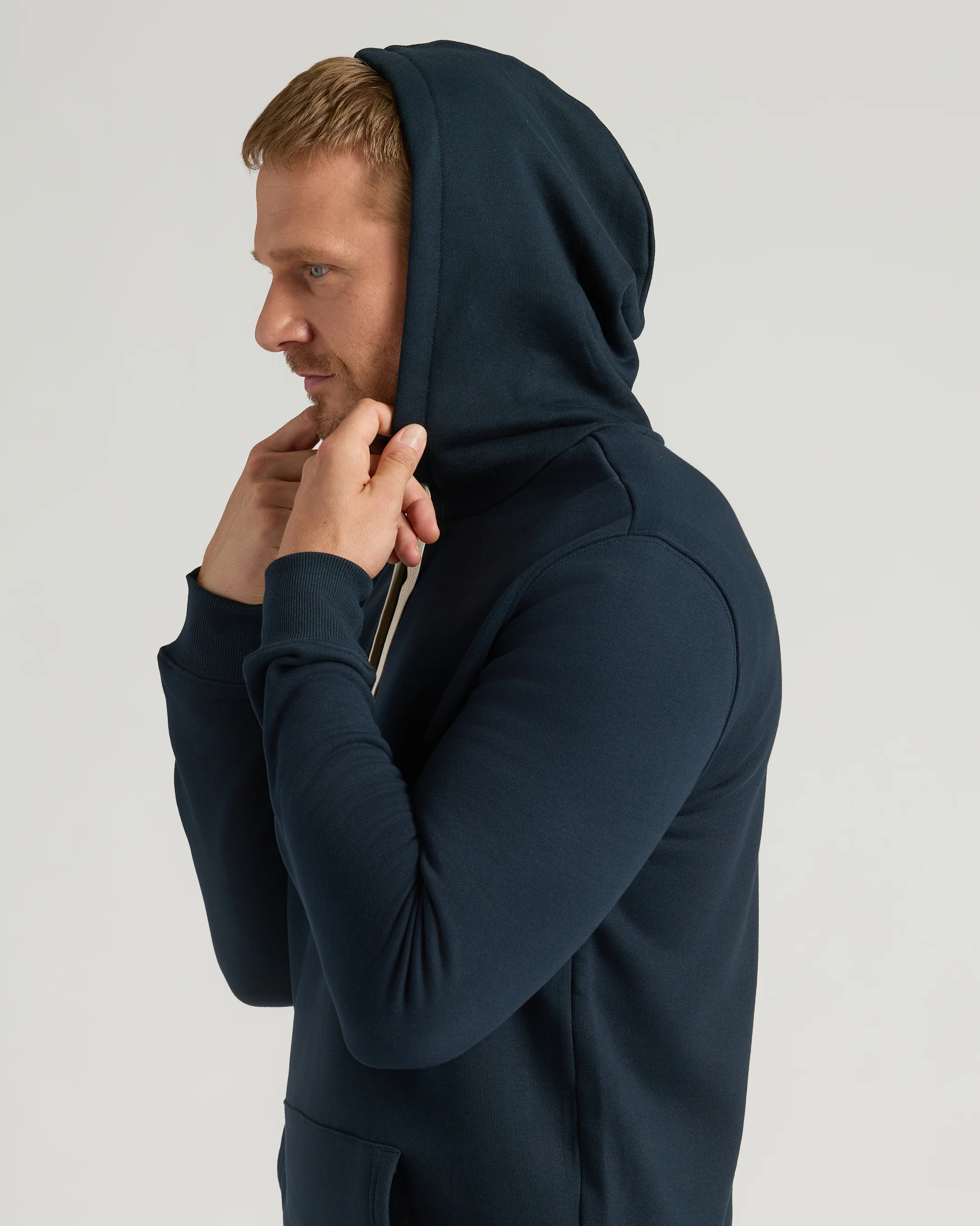Navy Tall Fleece French Terry Pullover Hoodie - Image 6