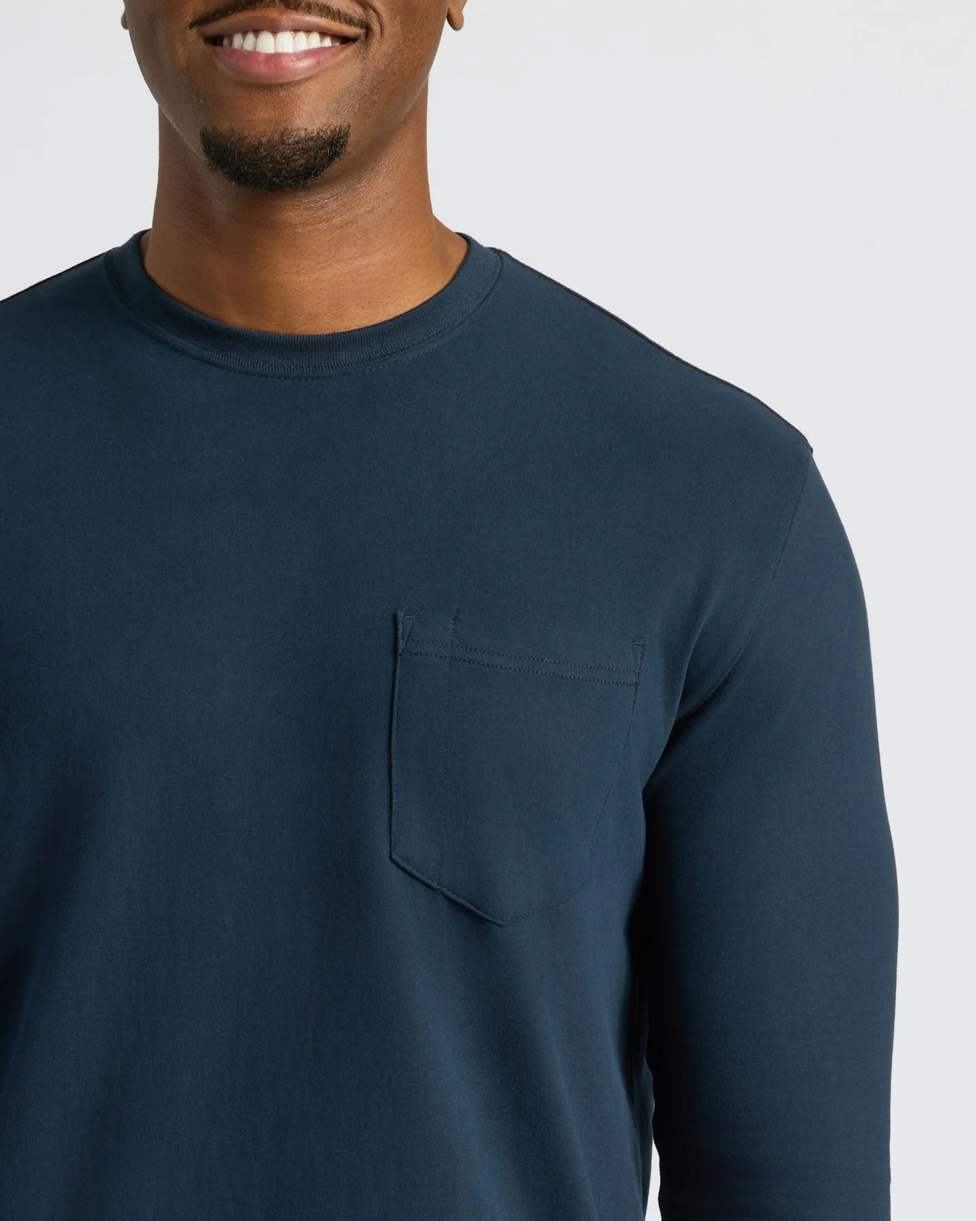 Navy Tall Heavyweight Long Sleeve Pocket Crew - Image 6